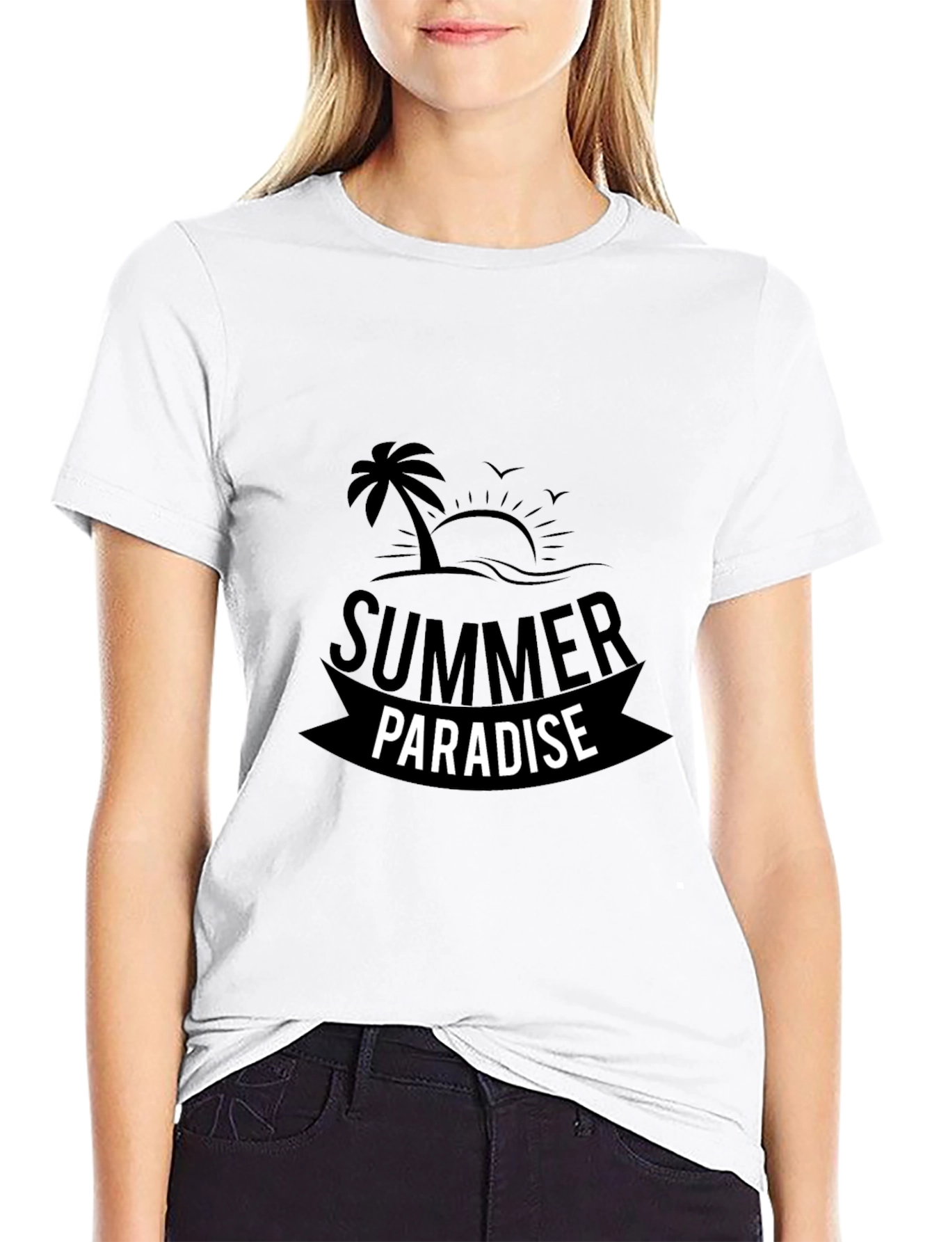 Summer Paradise Black Graphic Tee