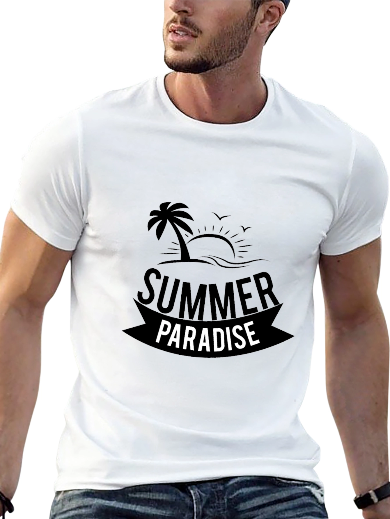 Summer Paradise Black Graphic Tee