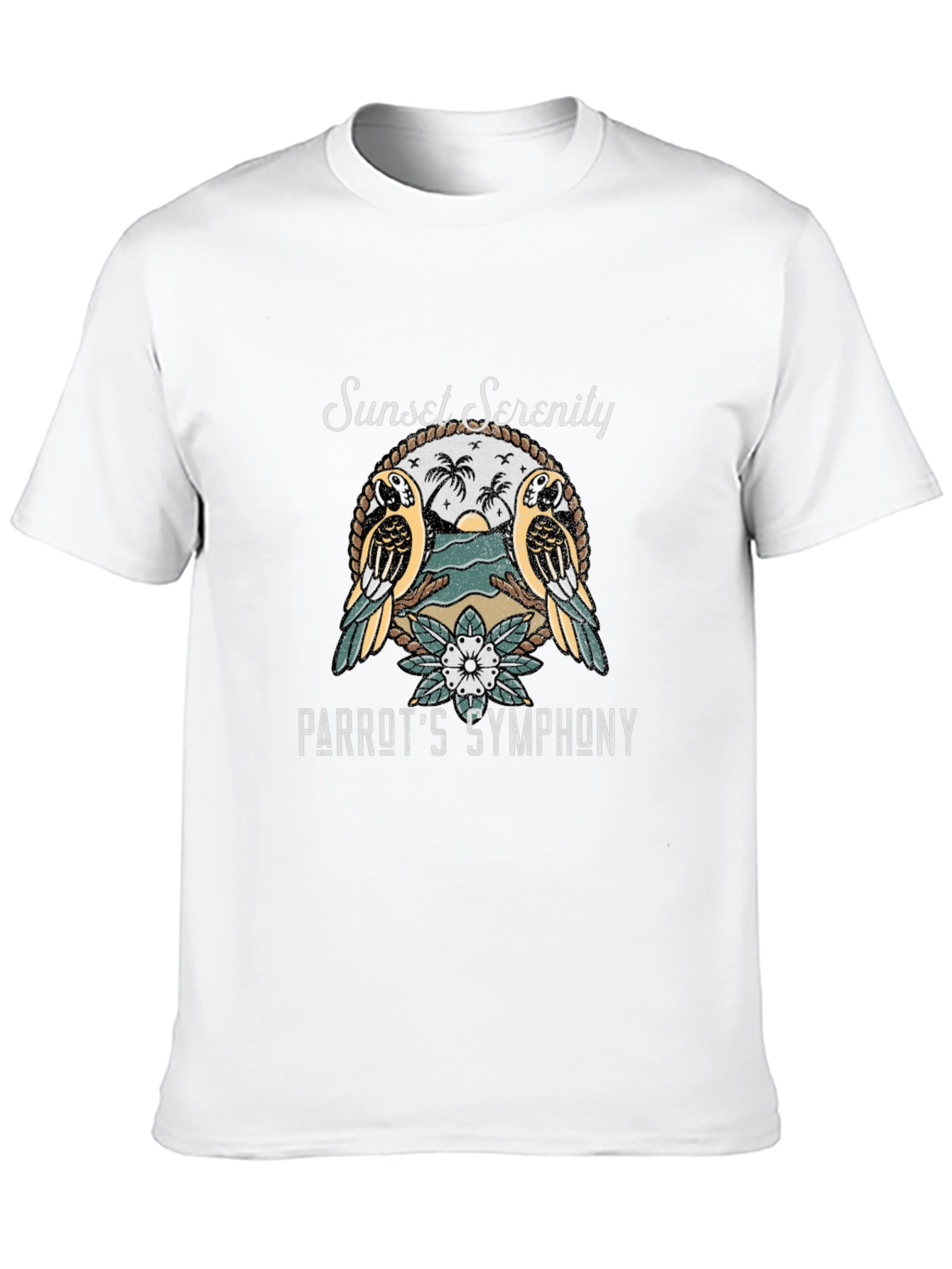 Sunset Serenity Parrot Graphic T-Shirt