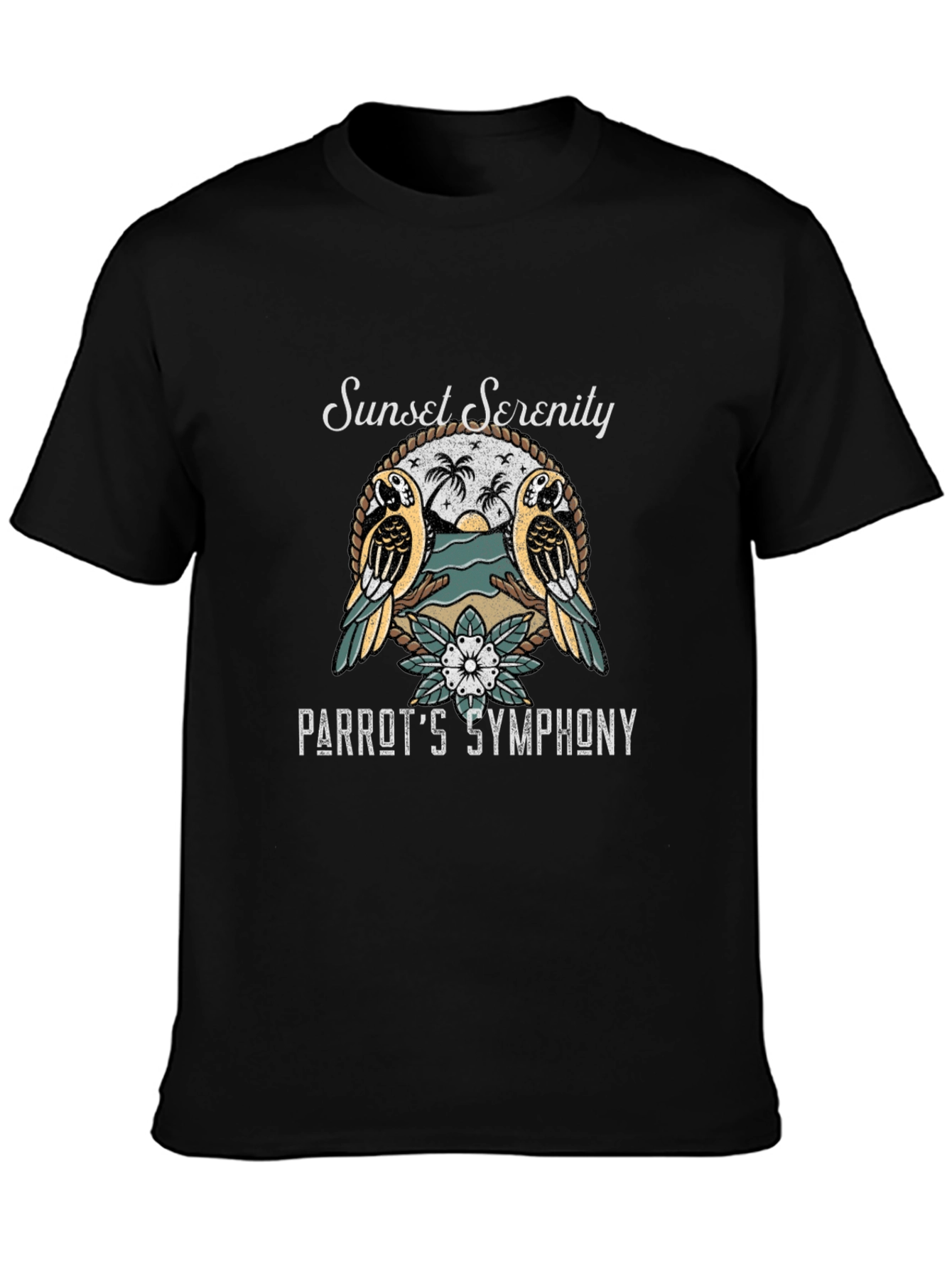 Sunset Serenity Parrot Graphic T-Shirt