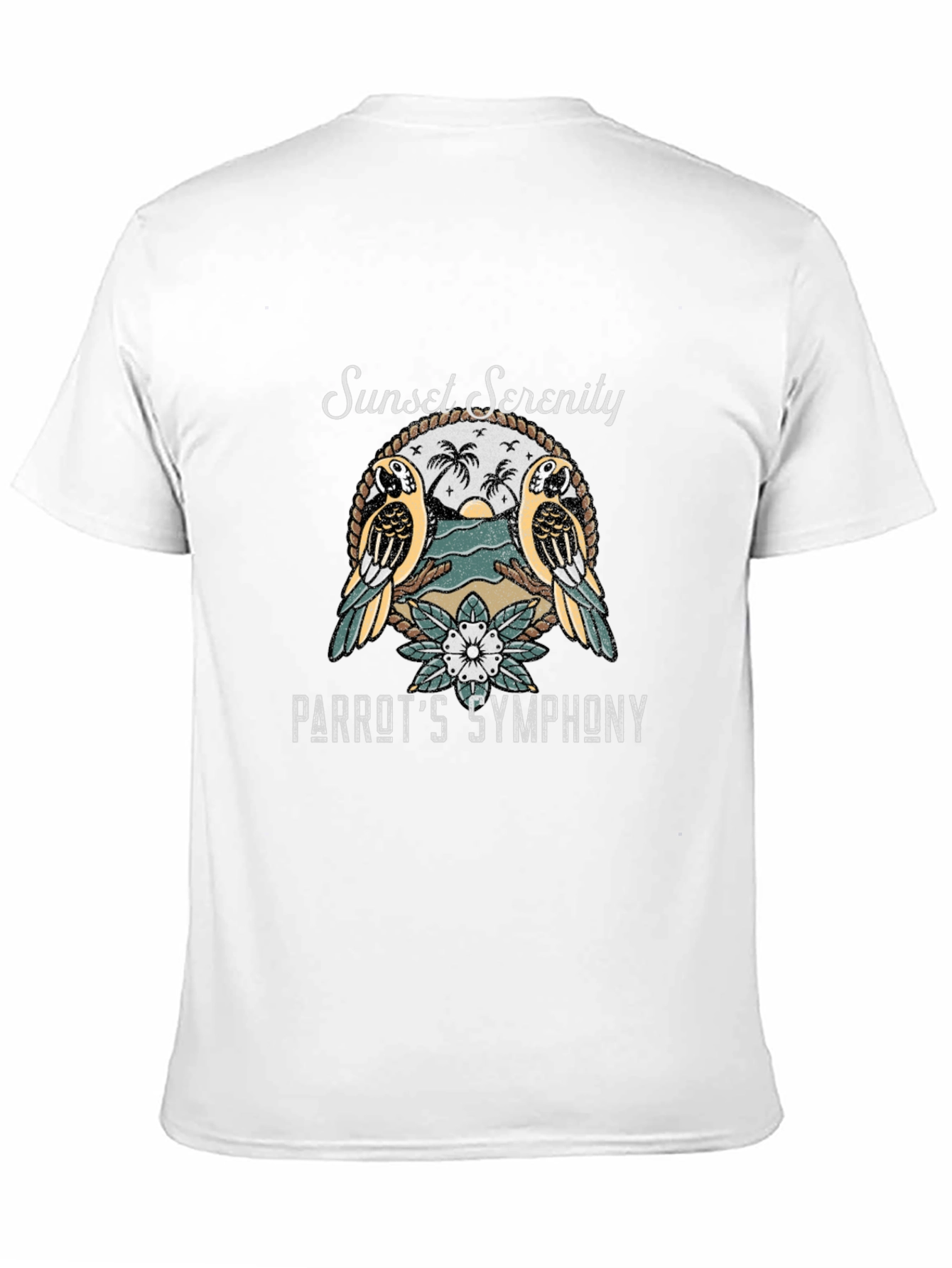 Sunset Serenity Parrot Graphic T-Shirt