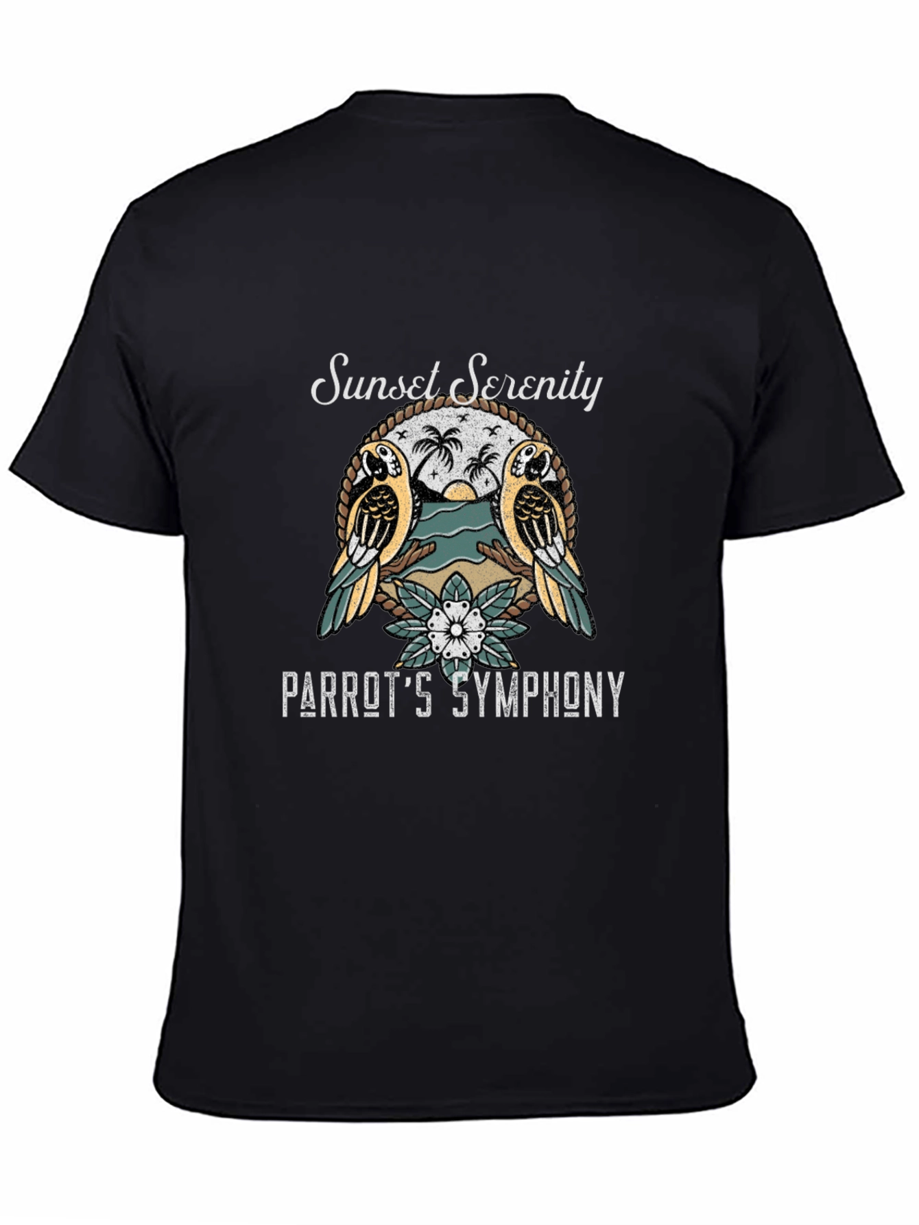Sunset Serenity Parrot Graphic T-Shirt