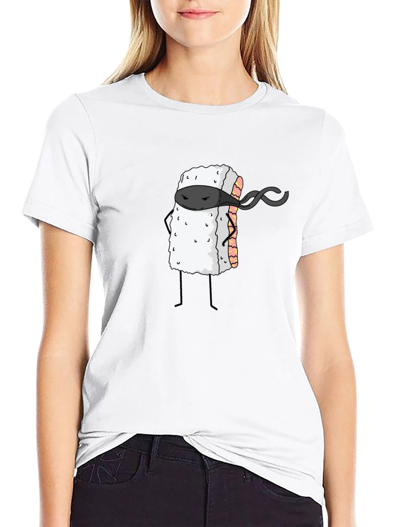 Sushi Ninja Graphic Tee - Black Cotton T-Shirt