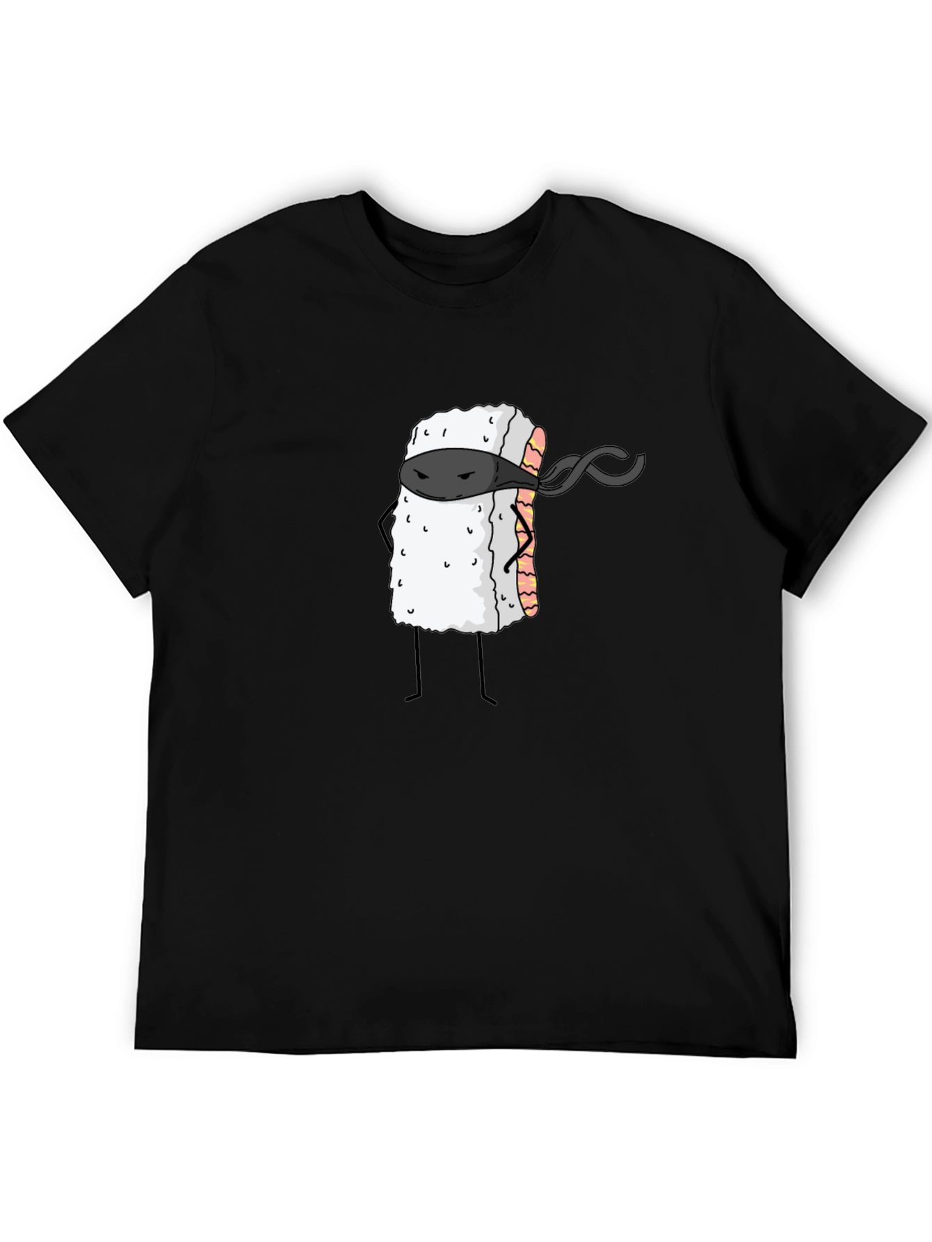 Sushi Ninja Graphic Tee - Black Cotton T-Shirt