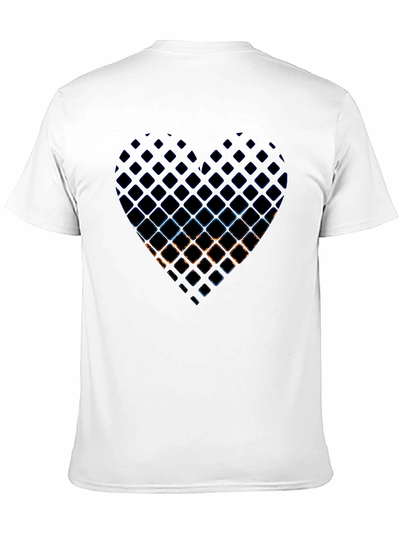 Abstract Heart Grid Mens Black T-Shirt