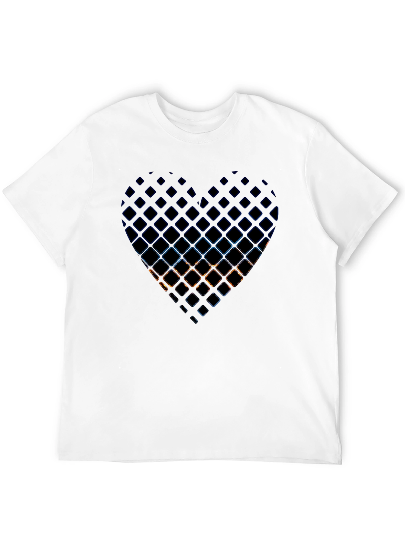 Abstract Heart Grid Mens Black T-Shirt