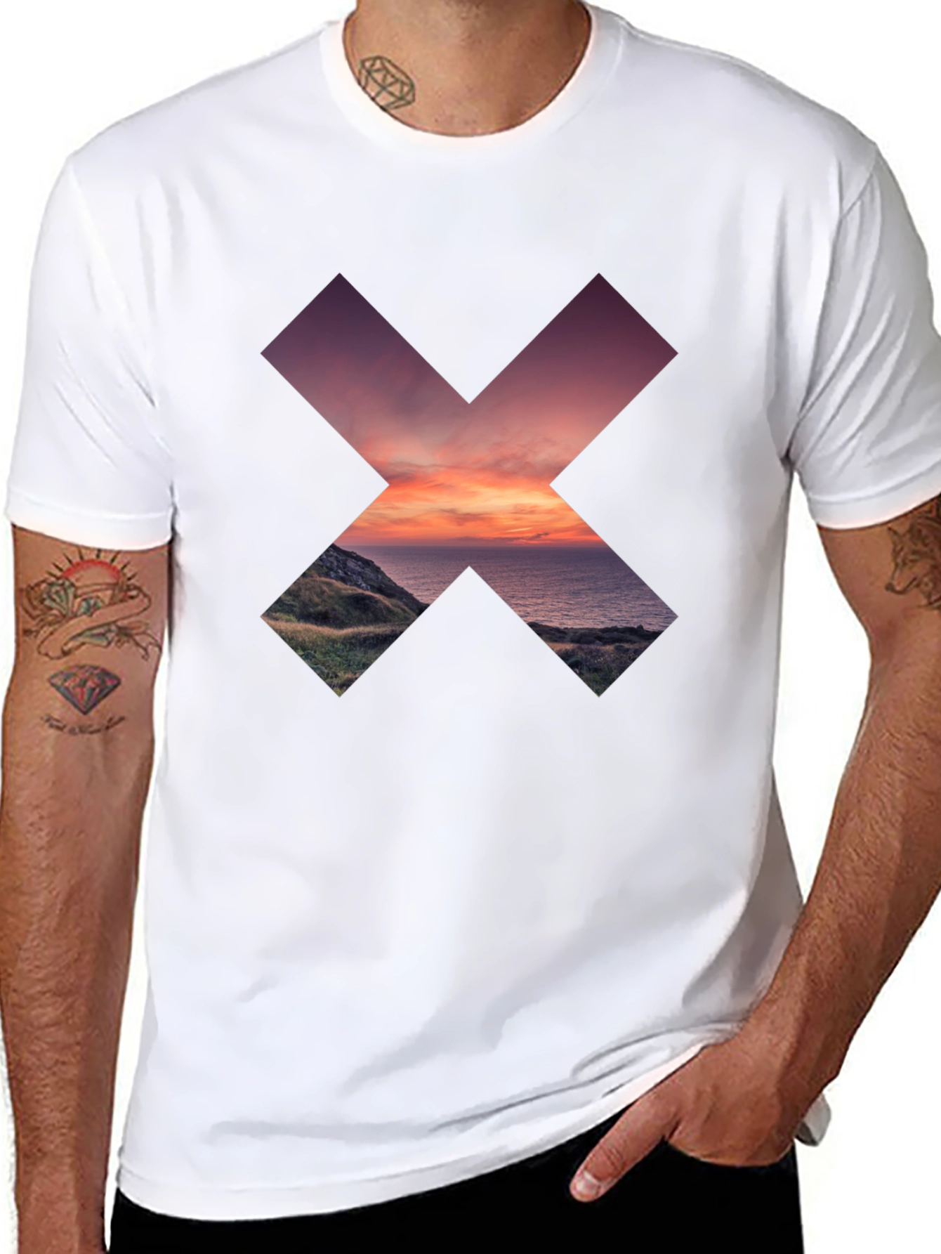 Abstract Landscape Graphic Tee - Stylish Comfort