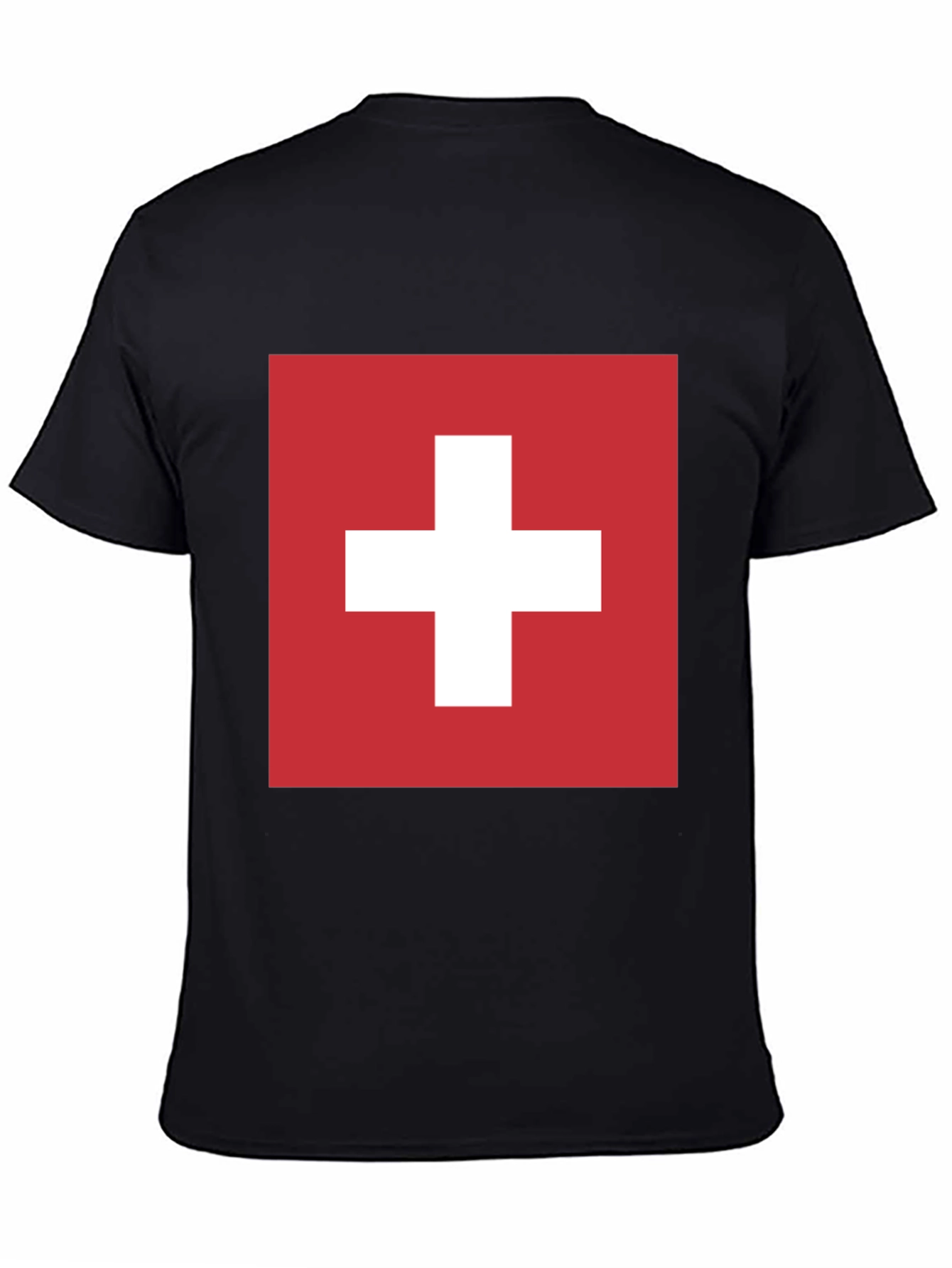 Swiss Flag Graphic T-Shirt - Black Cotton Tee