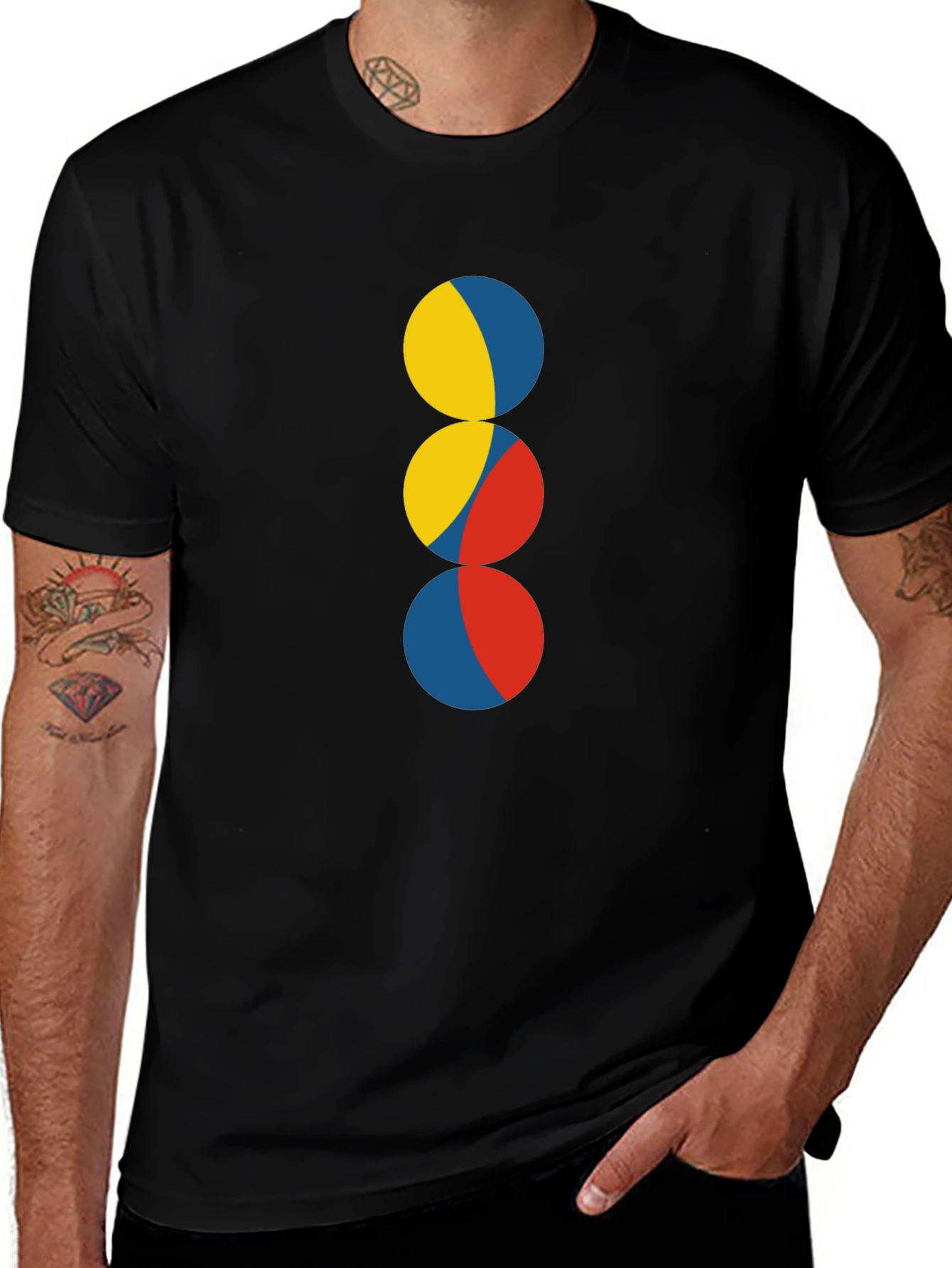 Abstract Circle Design Black T-Shirt