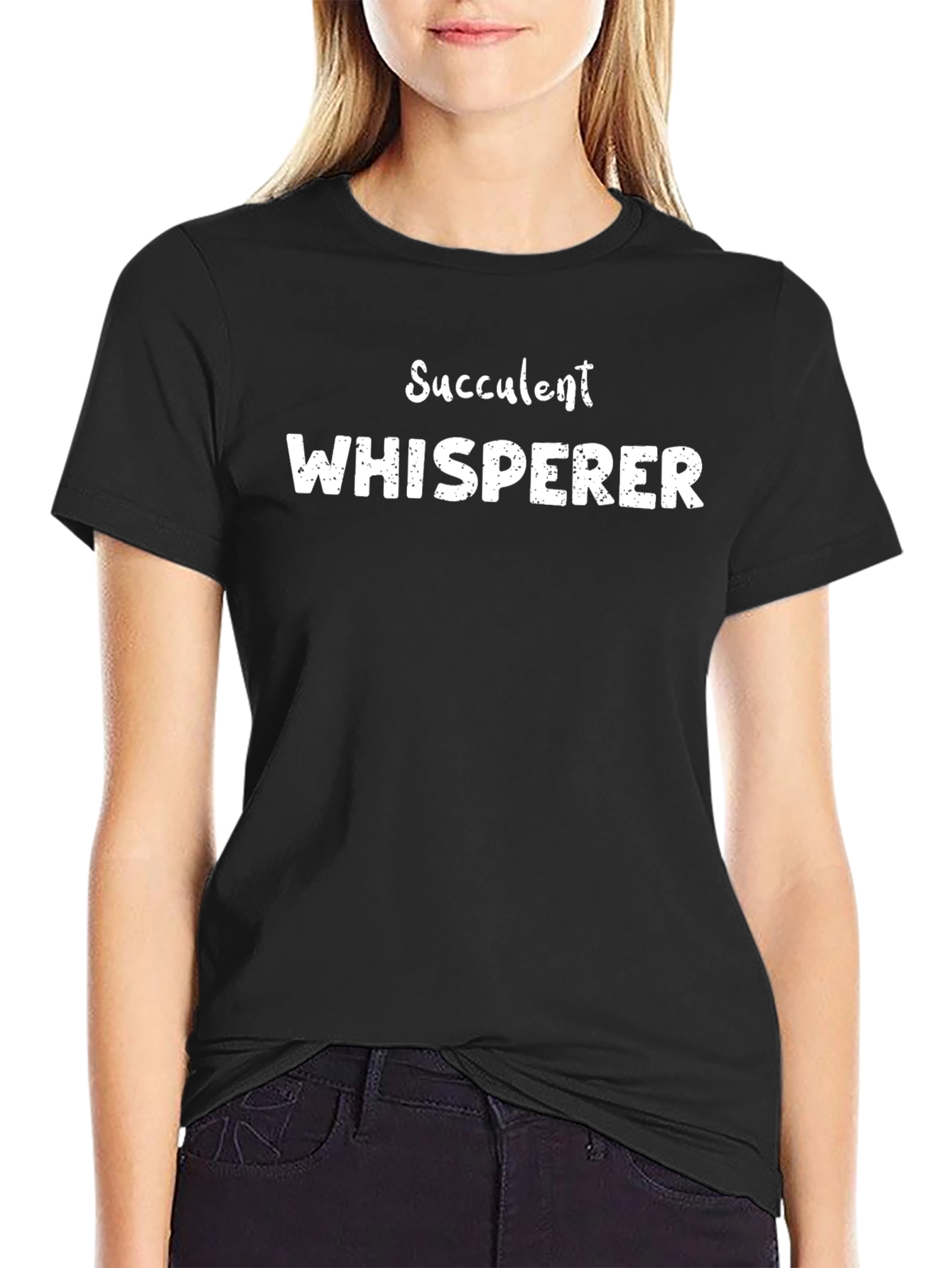 Succulent Whisperer Graphic Tee - Black Cotton T-Shirt