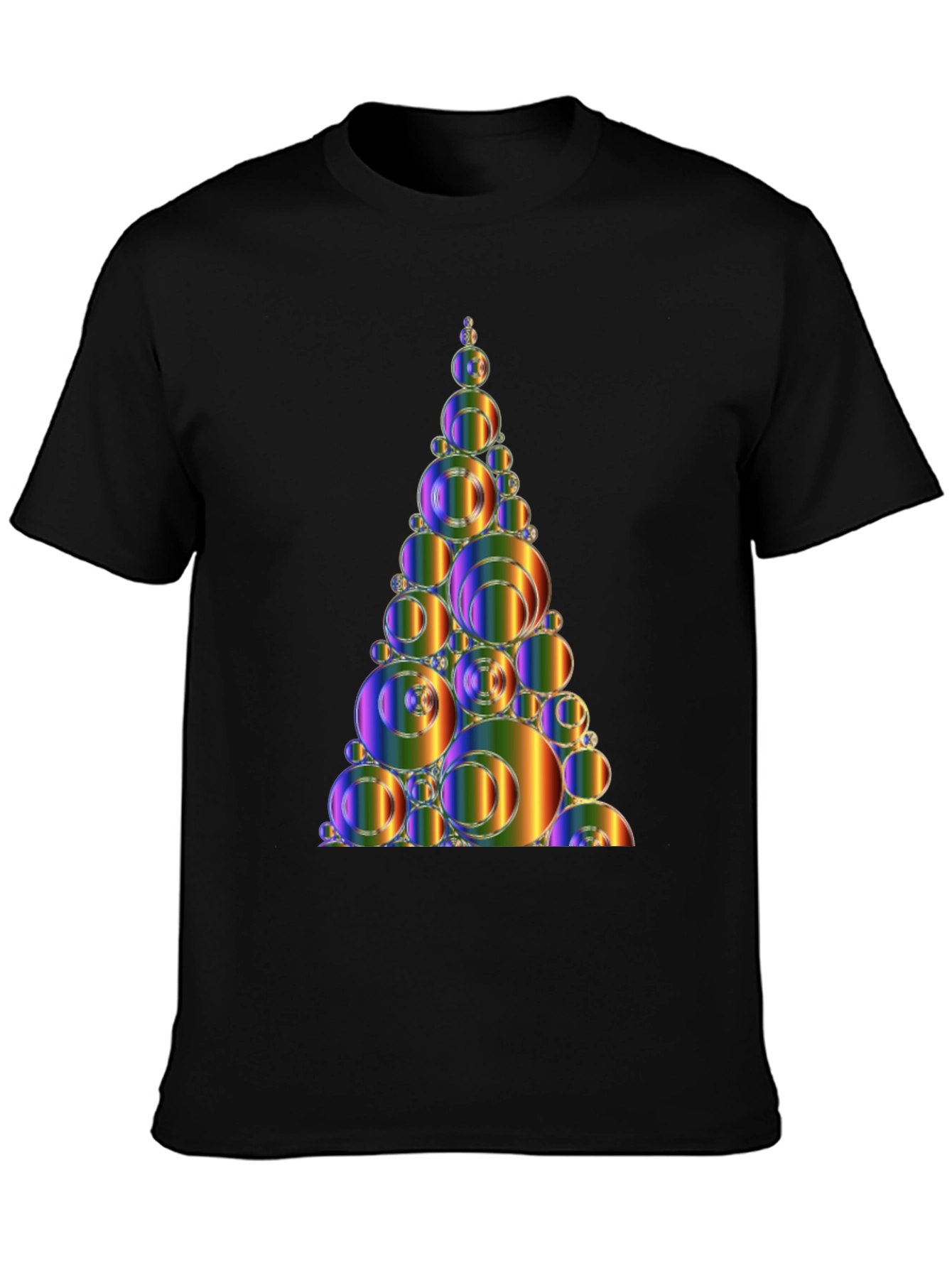 Abstract Rainbow Bubble Christmas Tree Graphic Tee