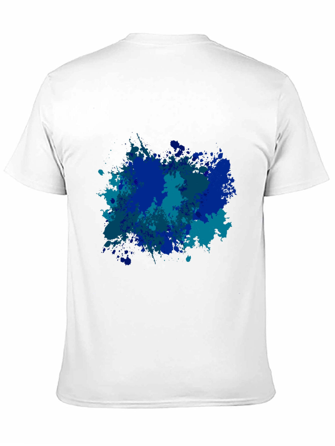 Abstract Blue Splatter Print Black T-Shirt