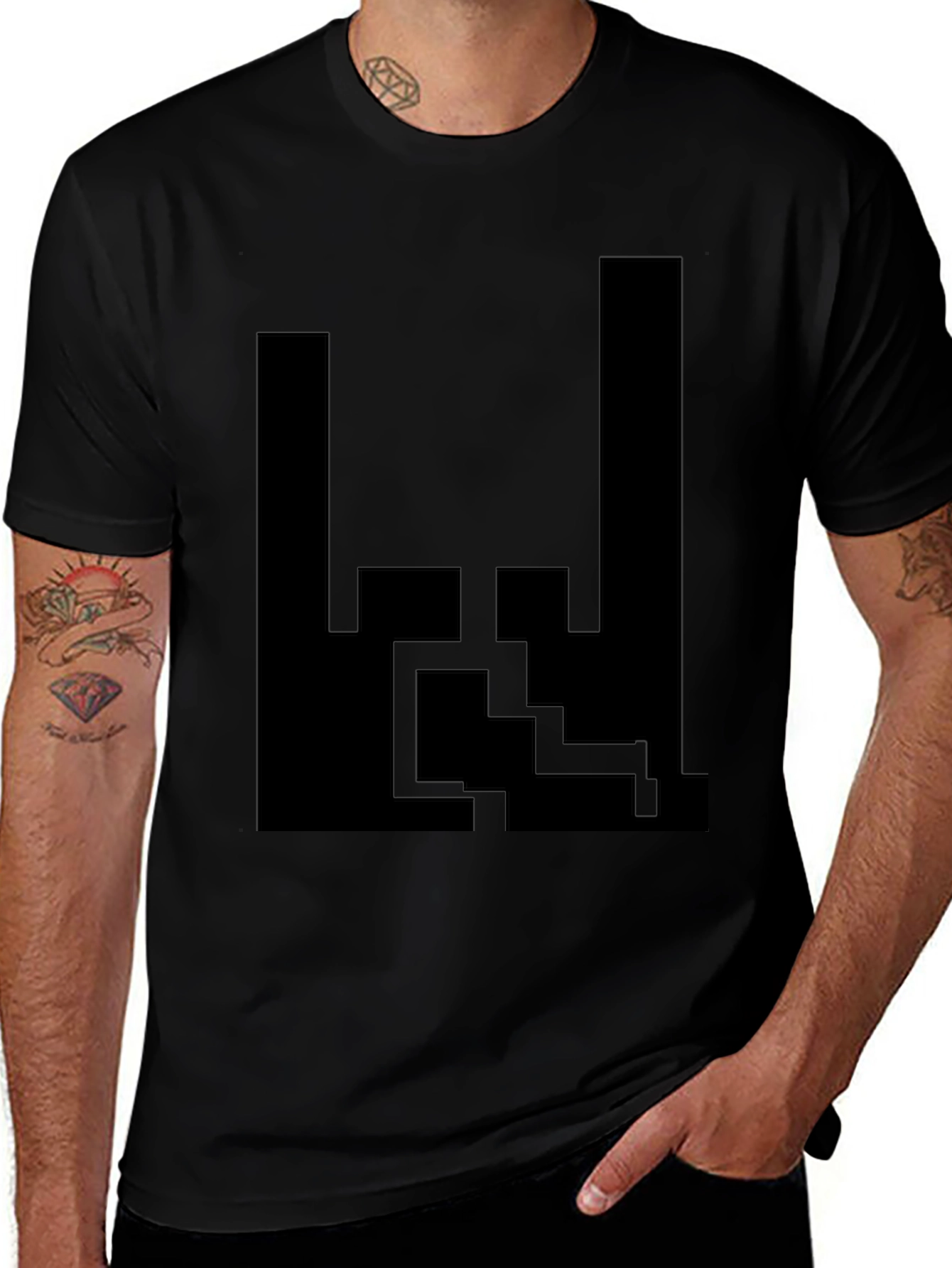 Abstract Graphic Tee - Modern Black T-Shirt