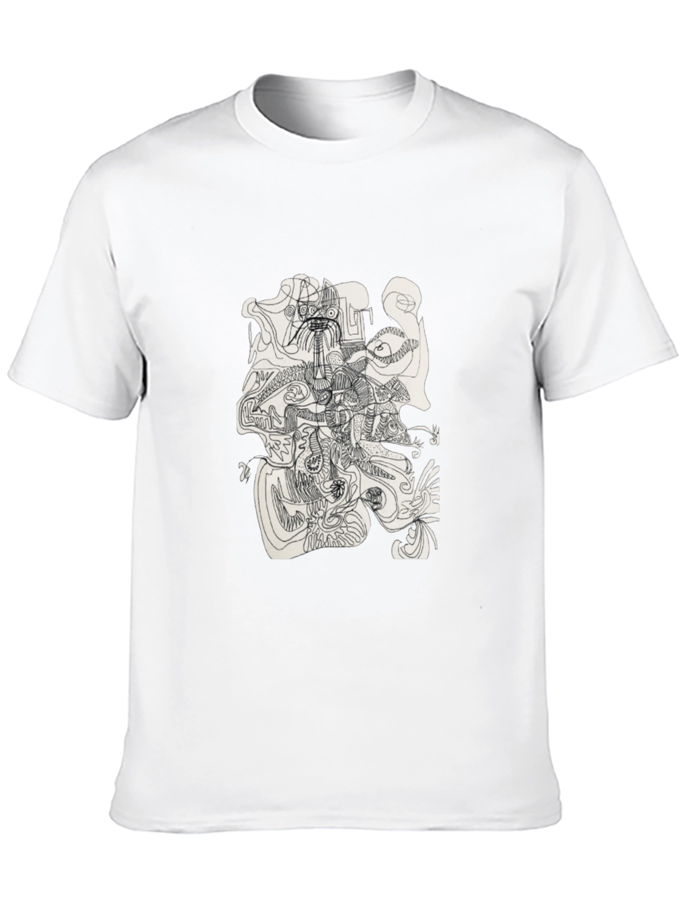 Abstract Line Art Graphic Tee - Modern Black T-Shirt