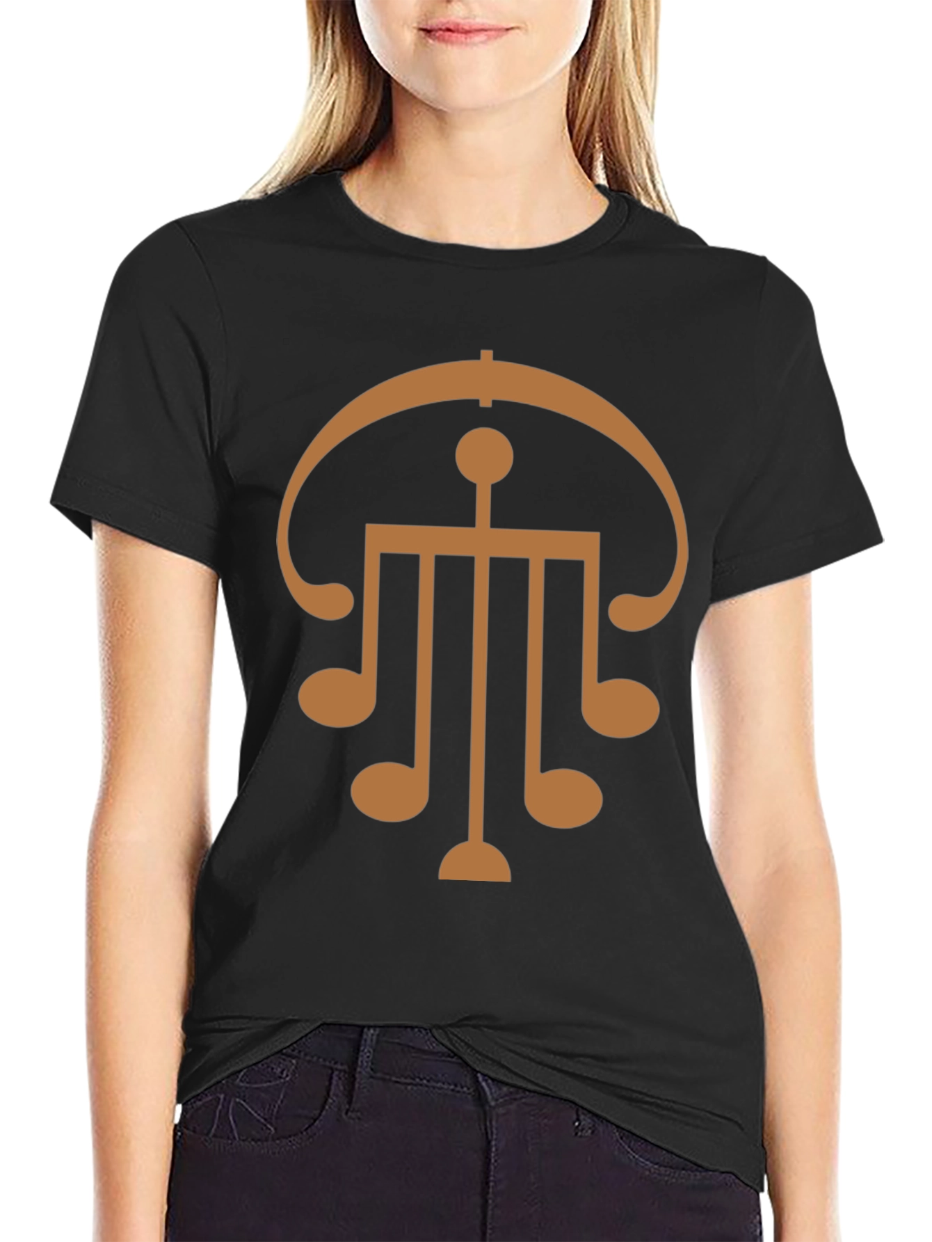 Abstract Music Note Graphic Black T-Shirt