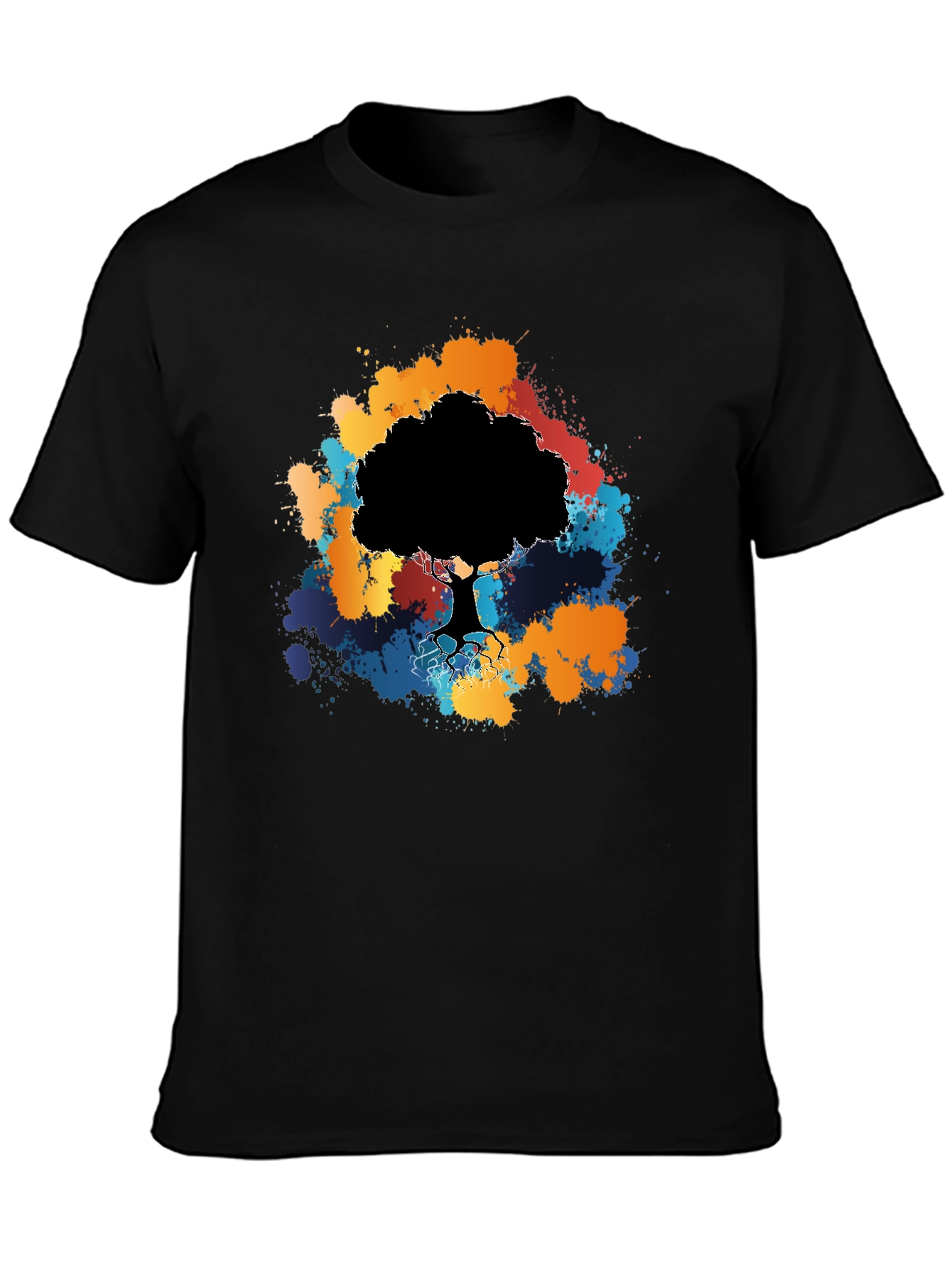Abstract Tree Graphic Black T-Shirt