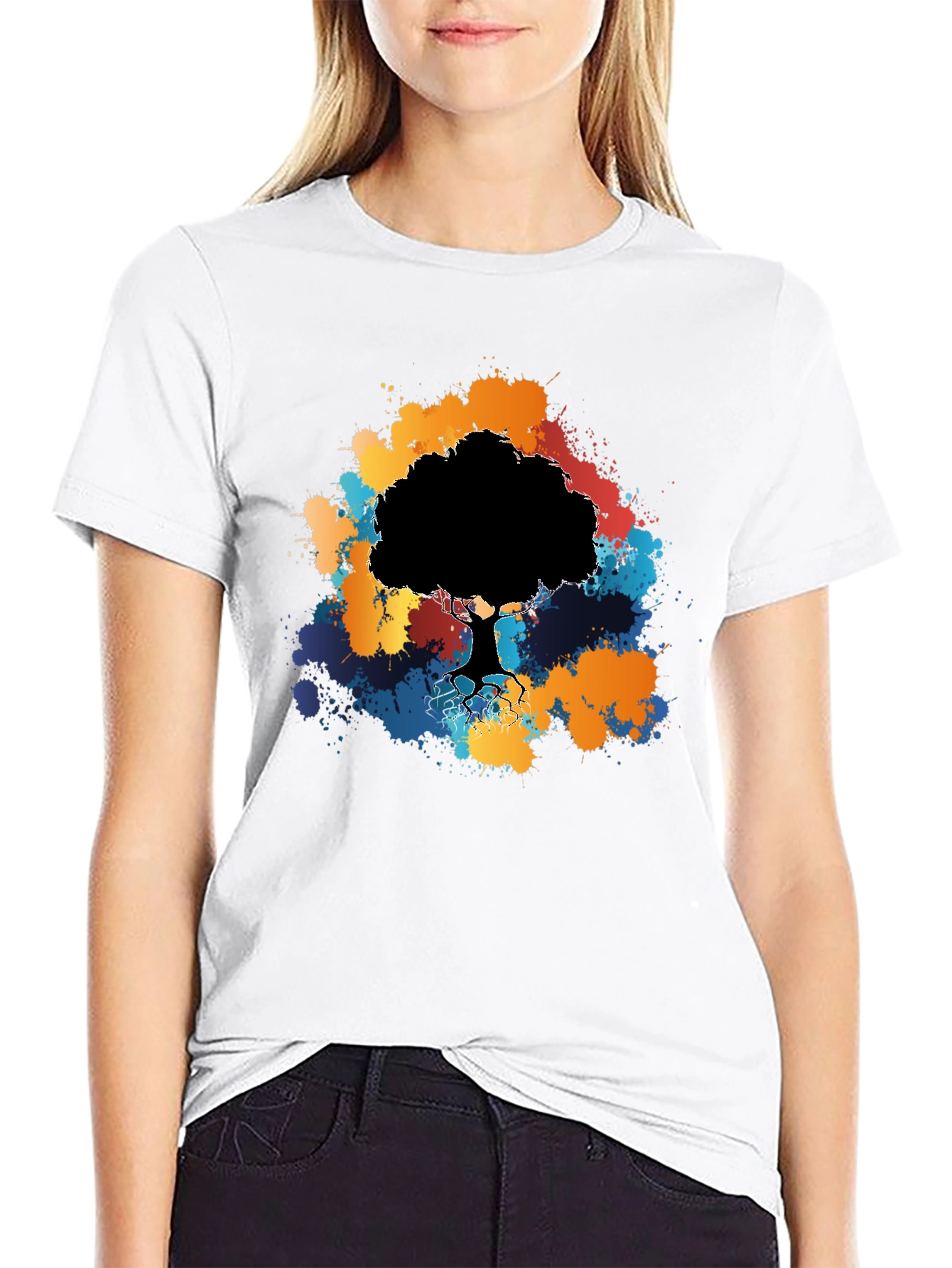 Abstract Tree Graphic Black T-Shirt