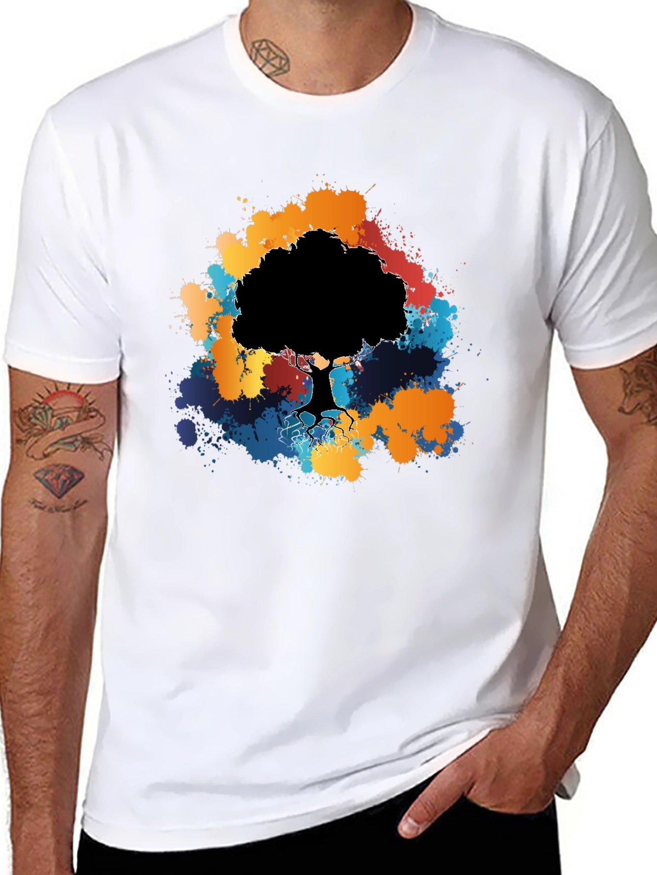 Abstract Tree Graphic Black T-Shirt