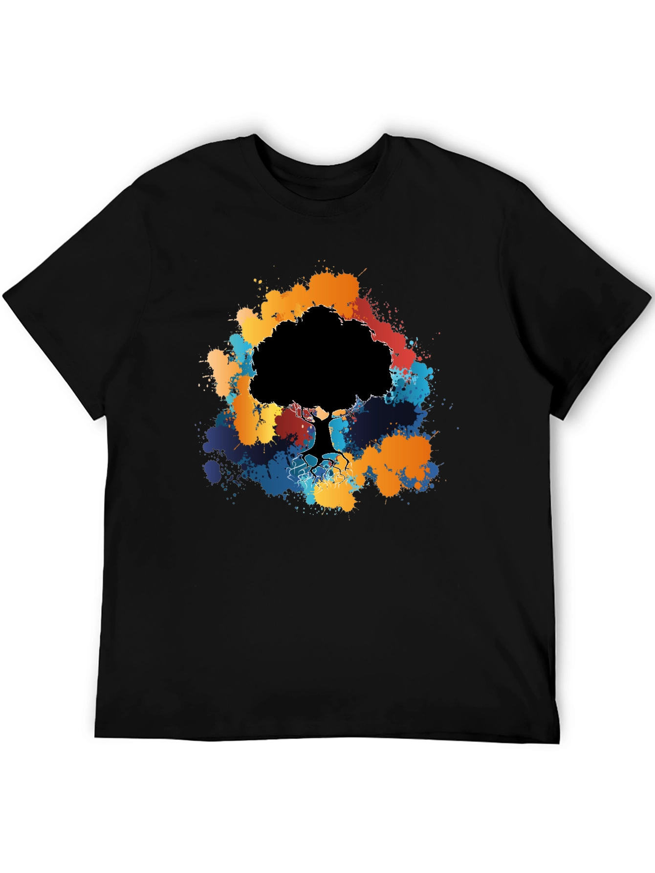 Abstract Tree Graphic Black T-Shirt