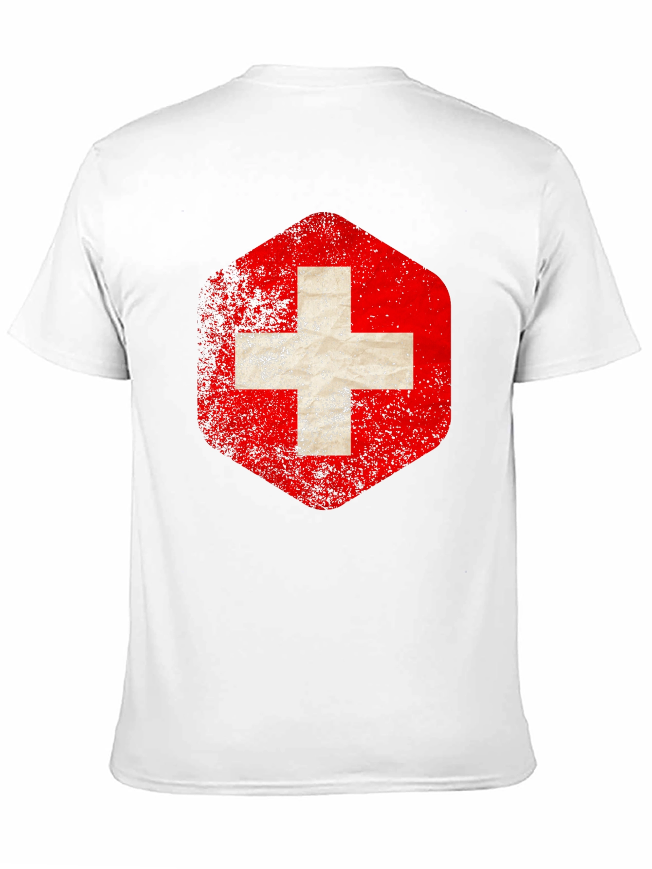 Swiss Flag Distressed Tee - Black Graphic T-Shirt