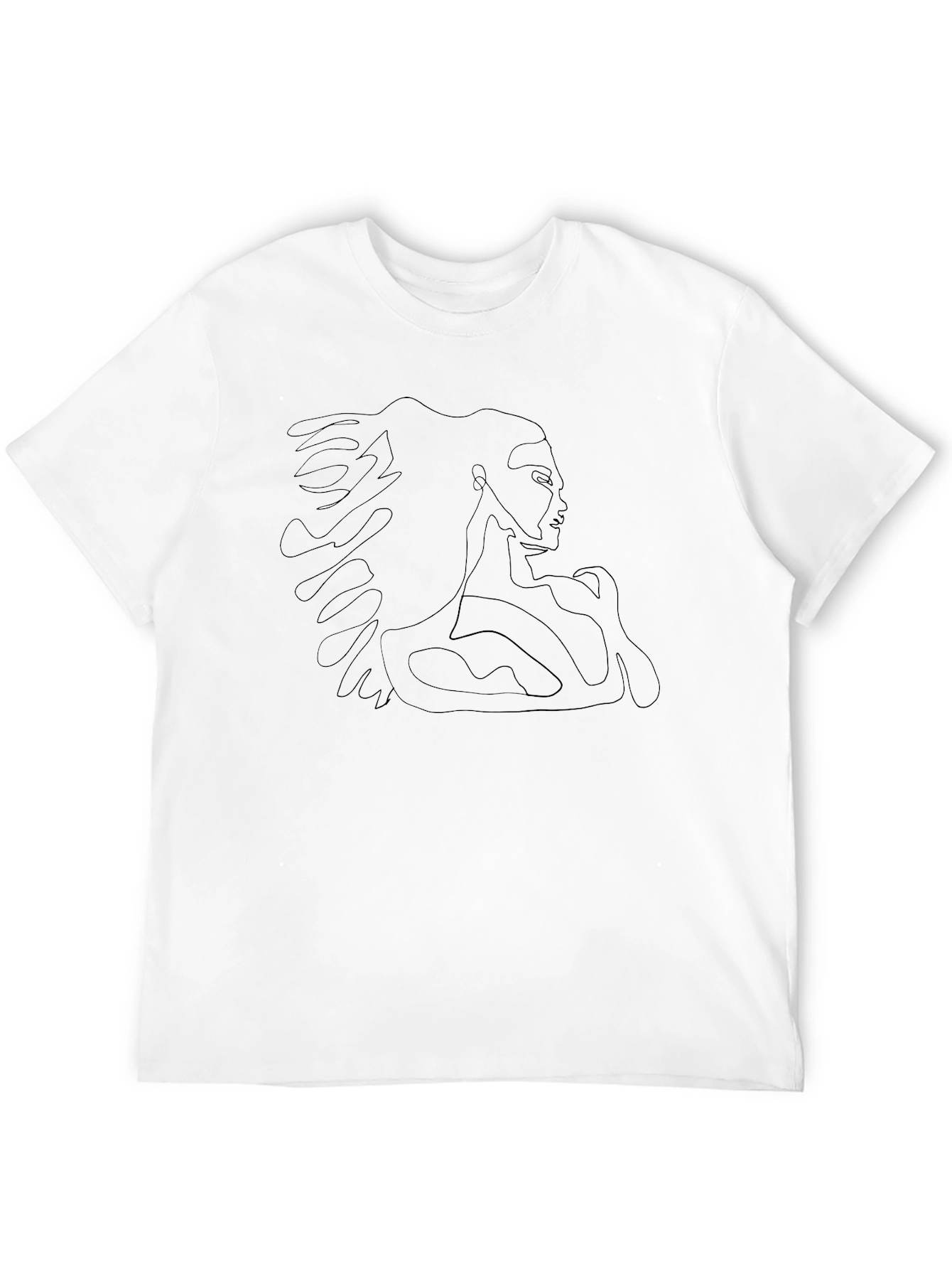 Abstract Line Art Graphic Tee - Black