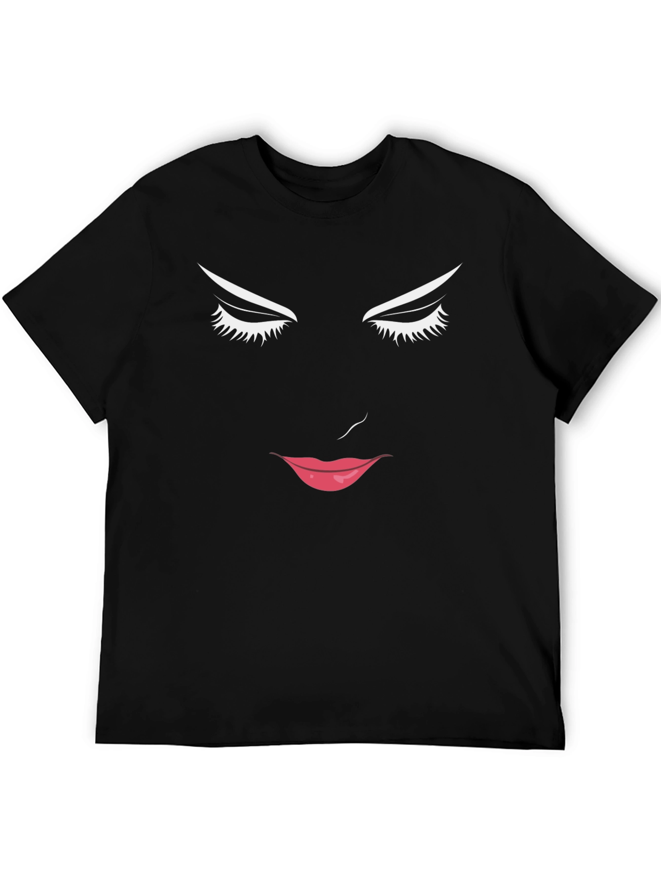 Abstract Face Graphic Print Black Tee
