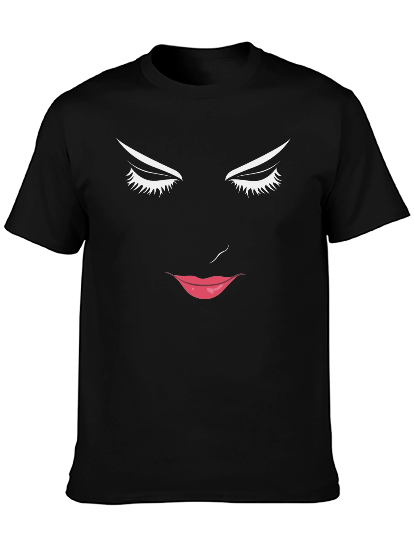 Abstract Face Graphic Print Black Tee