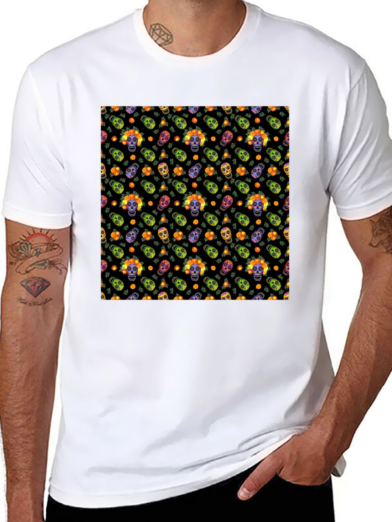 Sugar Skull T-Shirt - Day of the Dead Design