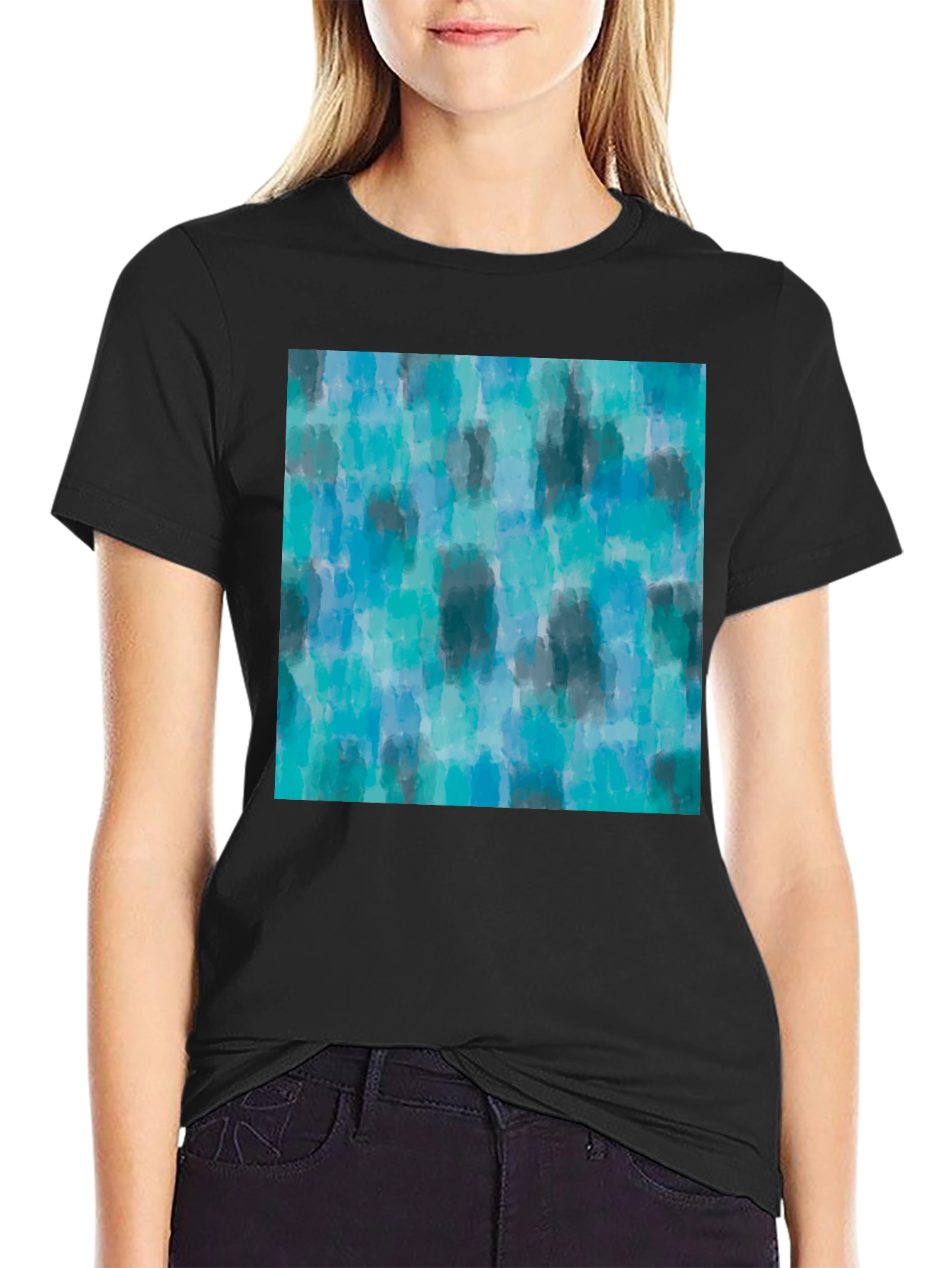 Abstract Blue Pattern Tee - Casual Style