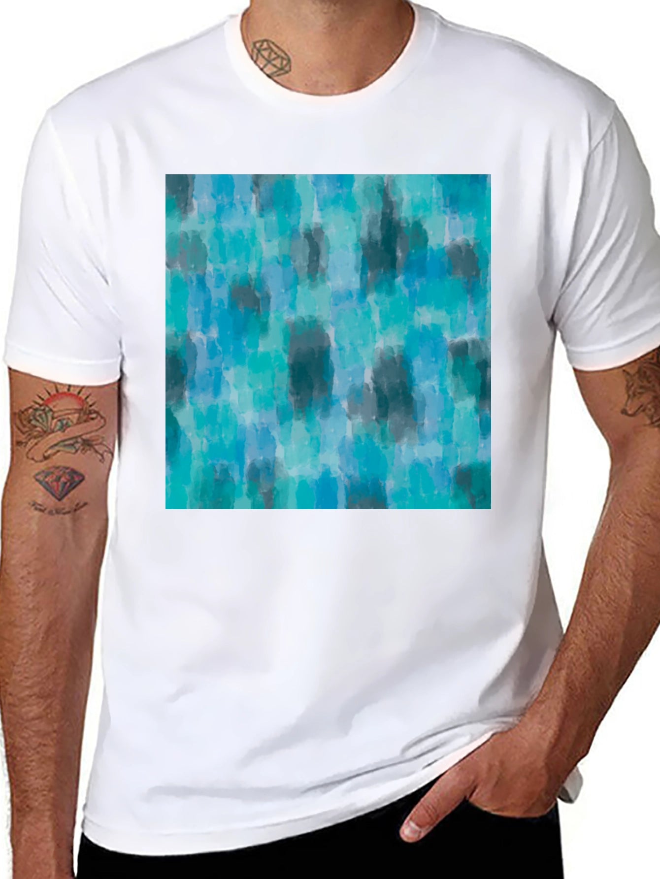 Abstract Blue Pattern Tee - Casual Style