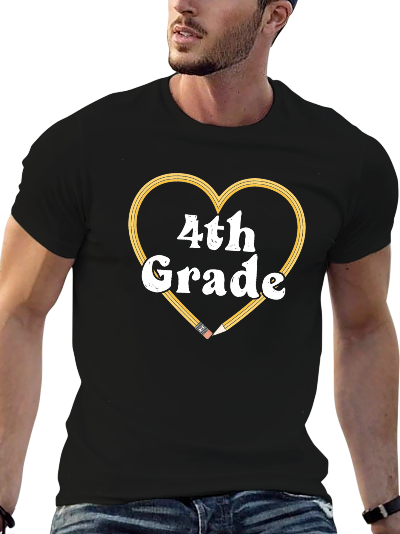 4th Grade Teacher Heart Pencil T-Shirt