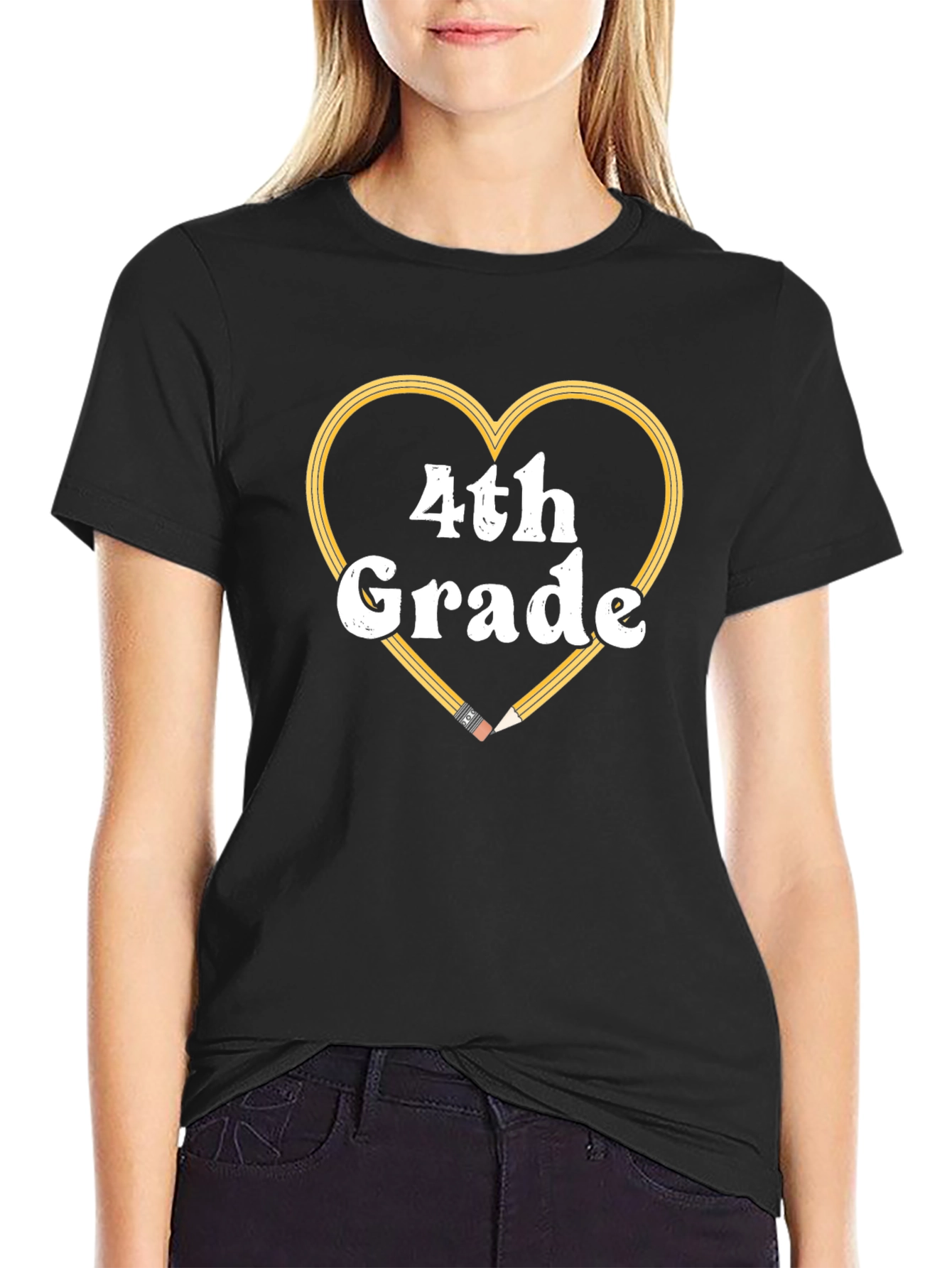 4th Grade Teacher Heart Pencil T-Shirt