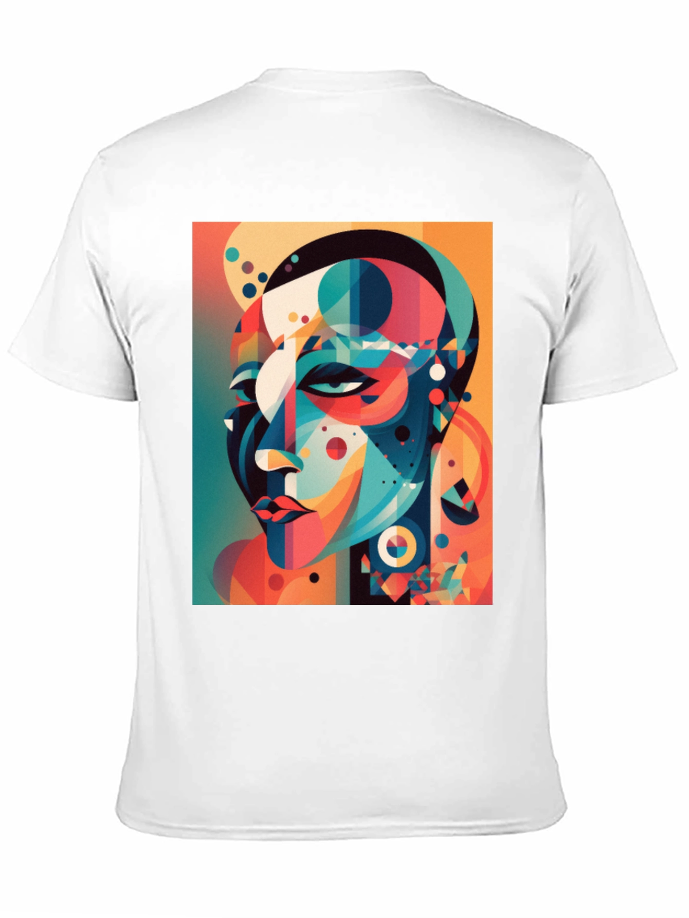 Abstract Geometric Face Graphic Tee - Black