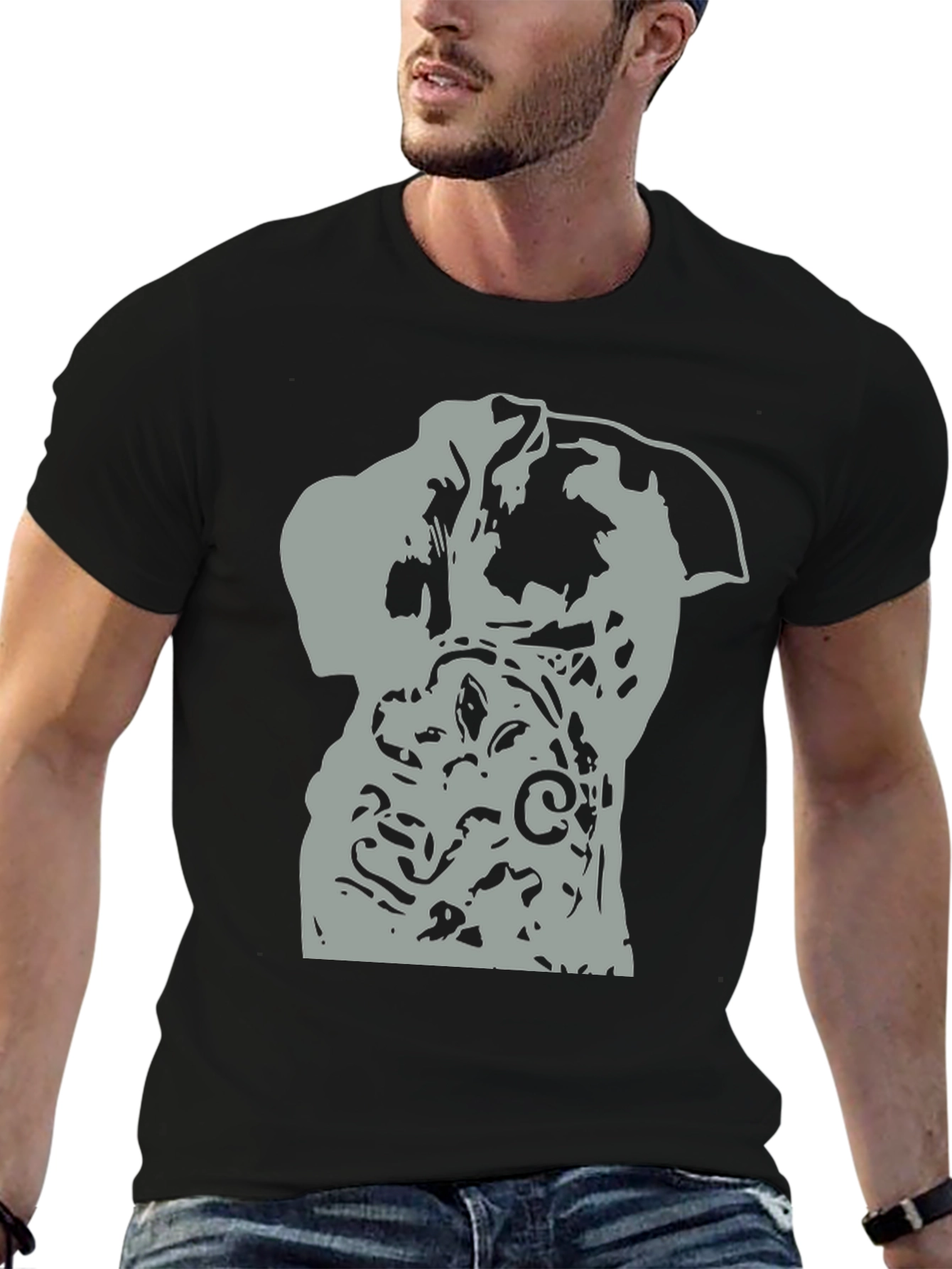 Abstract Dog Graphic Black T-Shirt