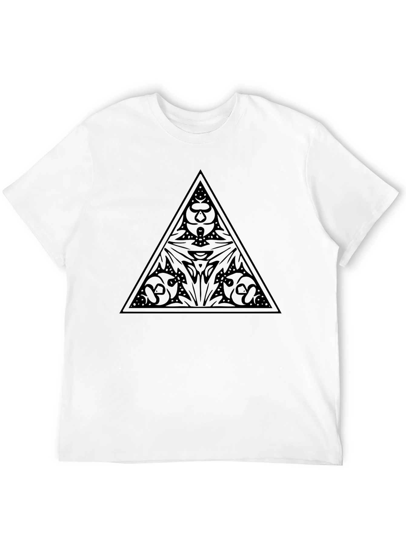 Abstract Triangle Graphic Print Mens Black T-Shirt