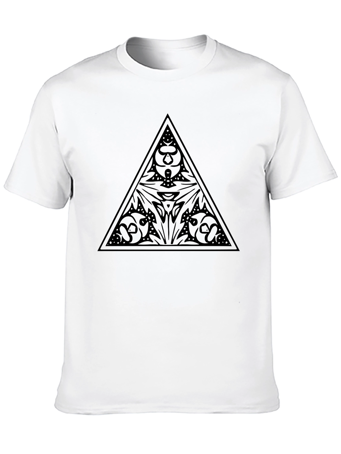 Abstract Triangle Graphic Print Mens Black T-Shirt