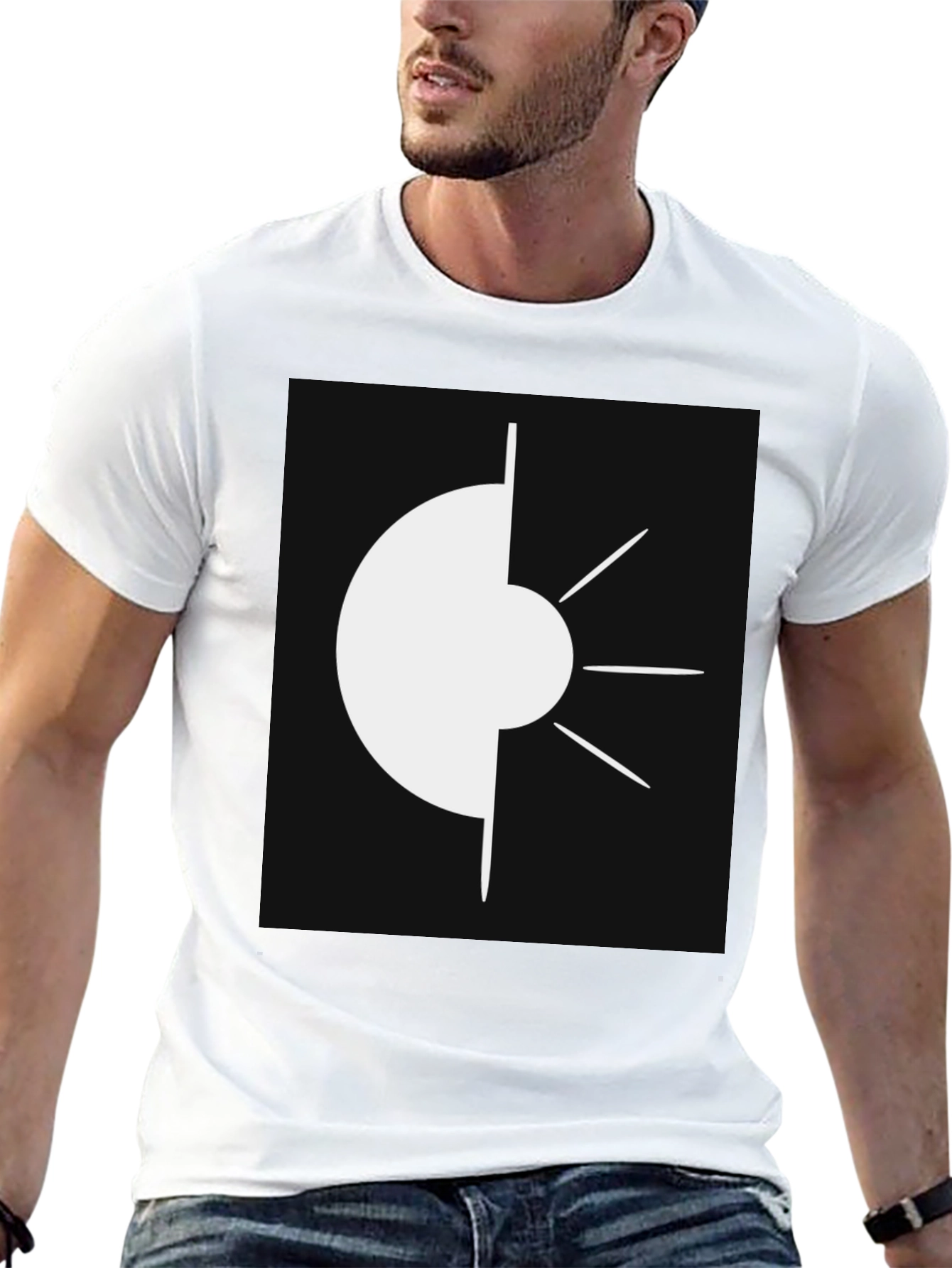 Abstract Geometric Graphic Tee - Modern Black T-Shirt