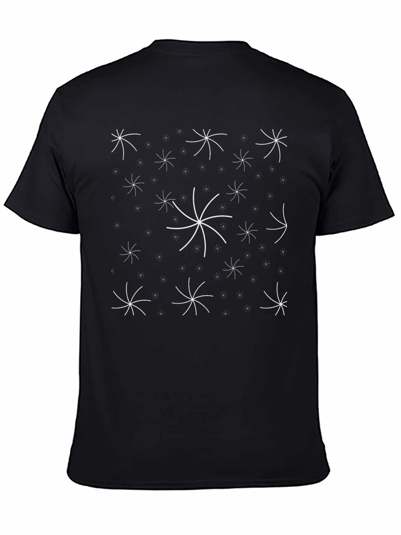 Abstract Starburst Pattern Black T-Shirt