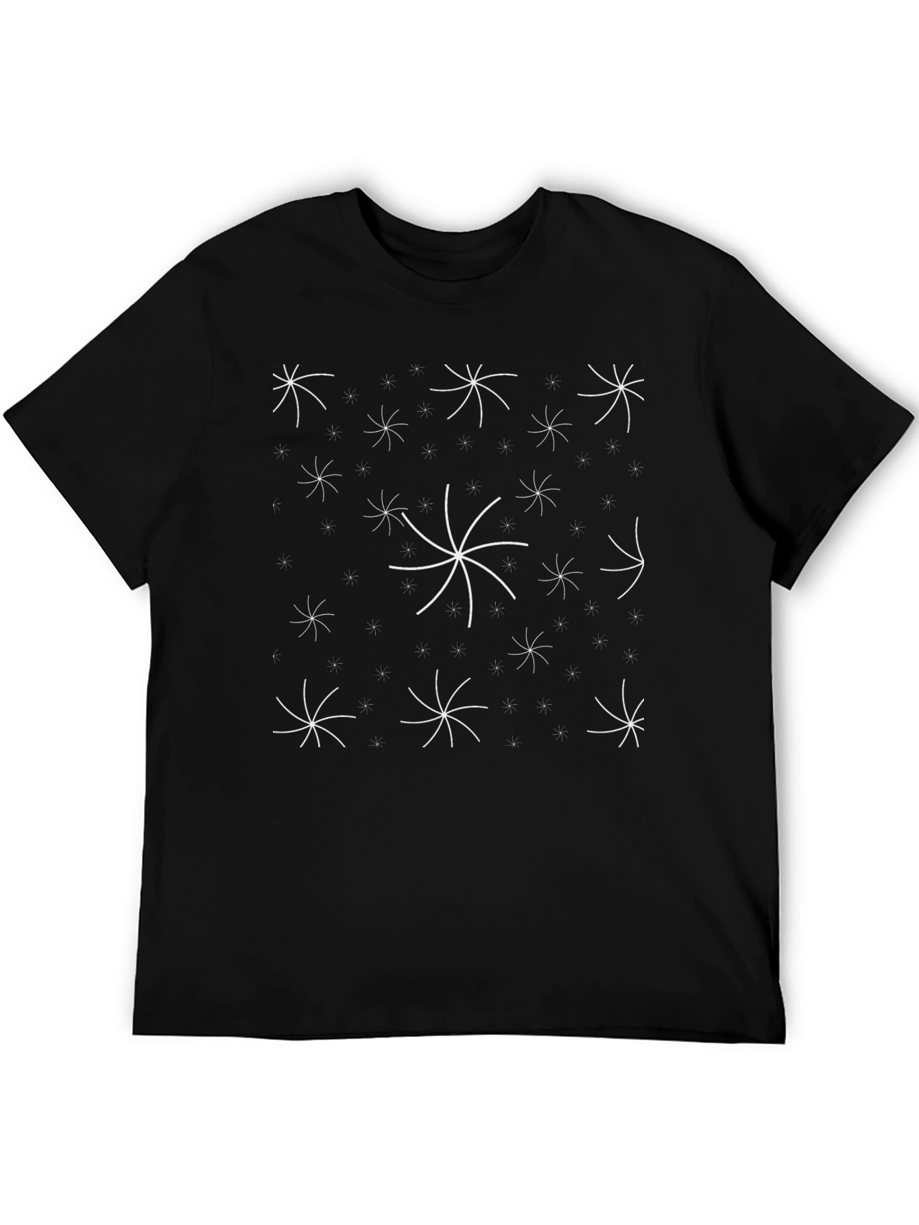 Abstract Starburst Pattern Black T-Shirt