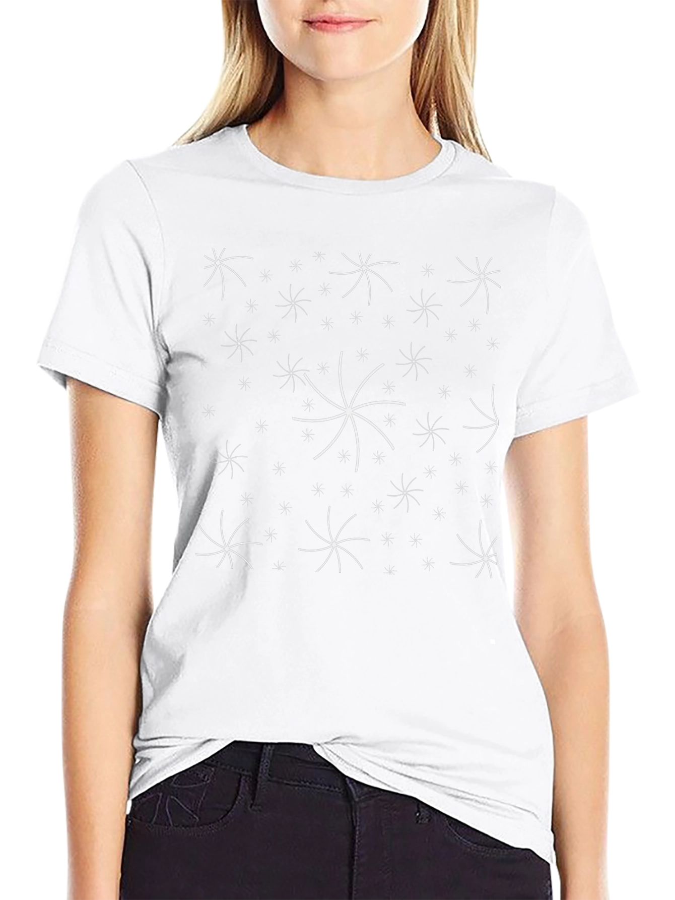 Abstract Starburst Pattern Black T-Shirt