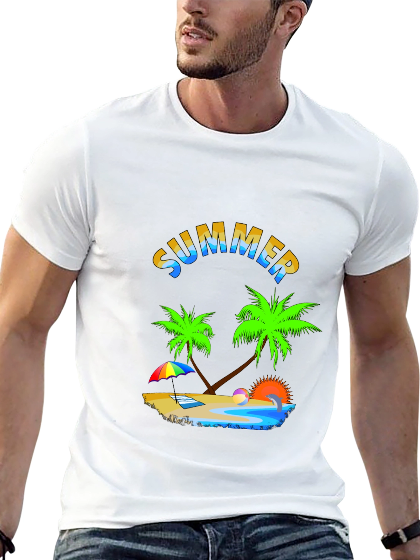 Summer Beach T-Shirt - Tropical Palm Tree Design