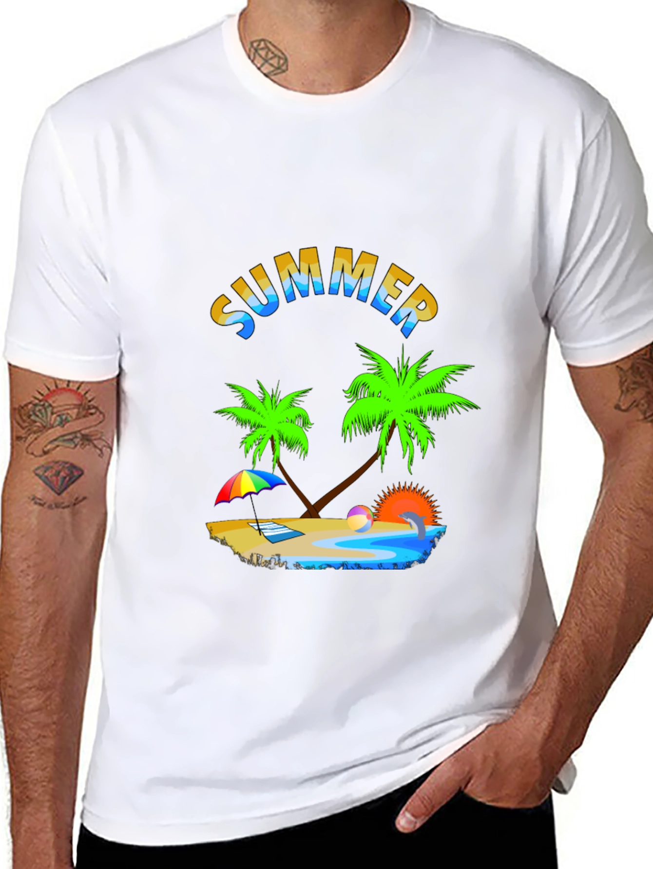 Summer Beach T-Shirt - Tropical Palm Tree Design