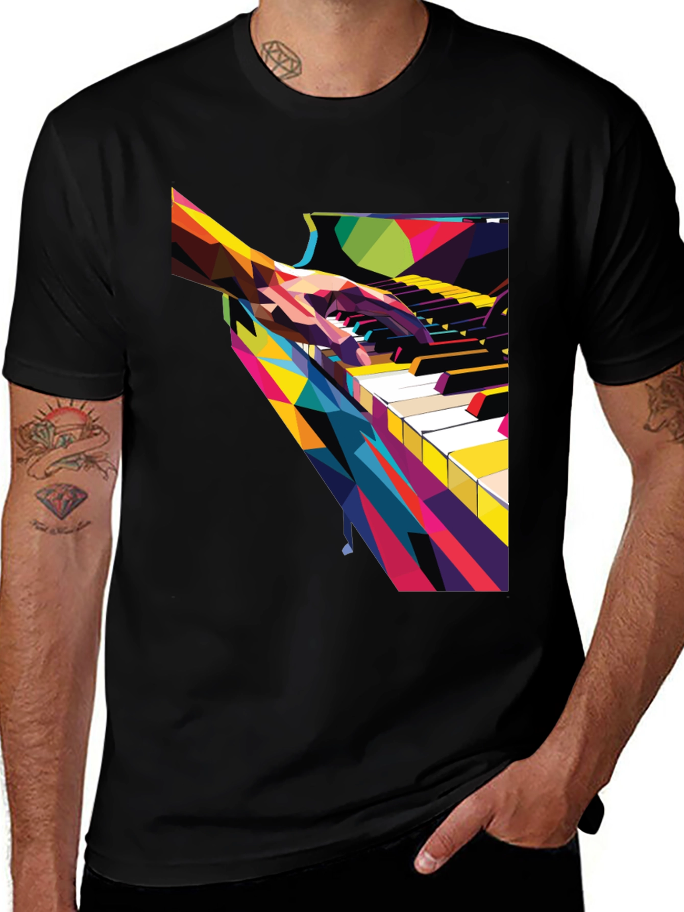 Abstract Piano Player Graphic Tee
