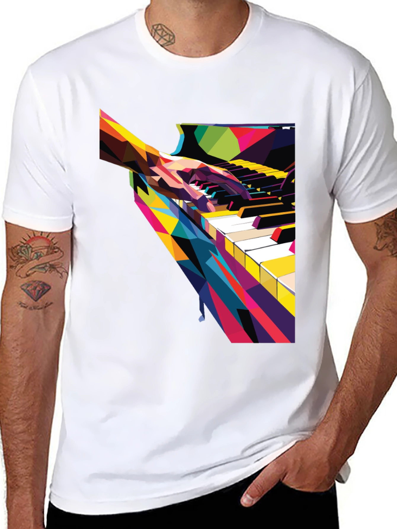 Abstract Piano Player Graphic Tee