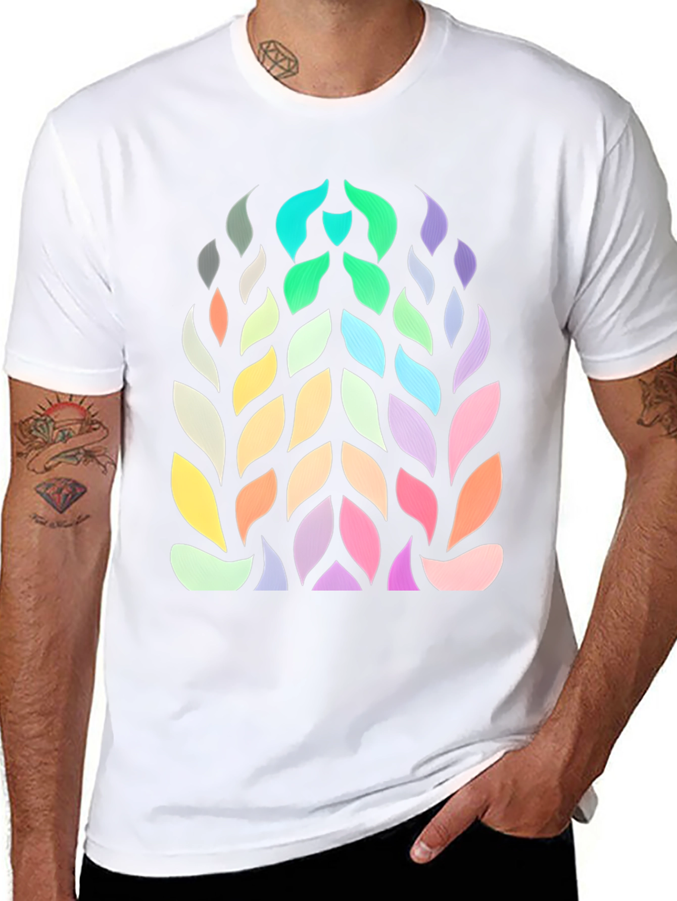 Abstract Leaf Pattern Graphic Tee