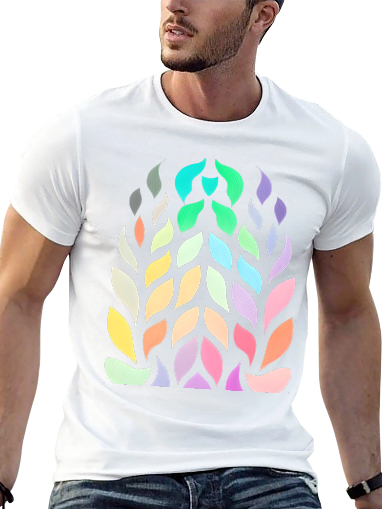 Abstract Leaf Pattern Graphic Tee