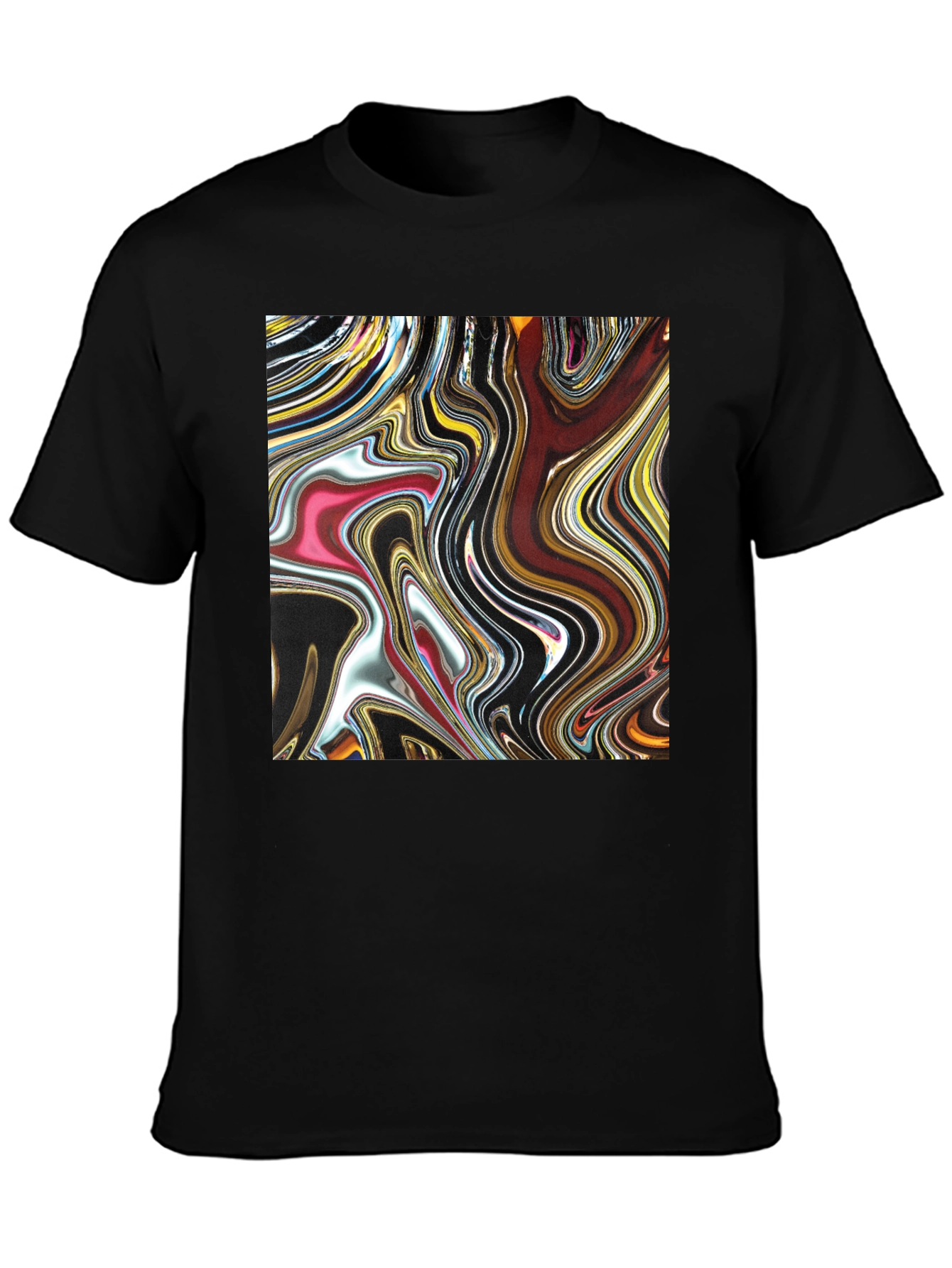 Abstract Art Swirl Tee - Black Cotton Blend