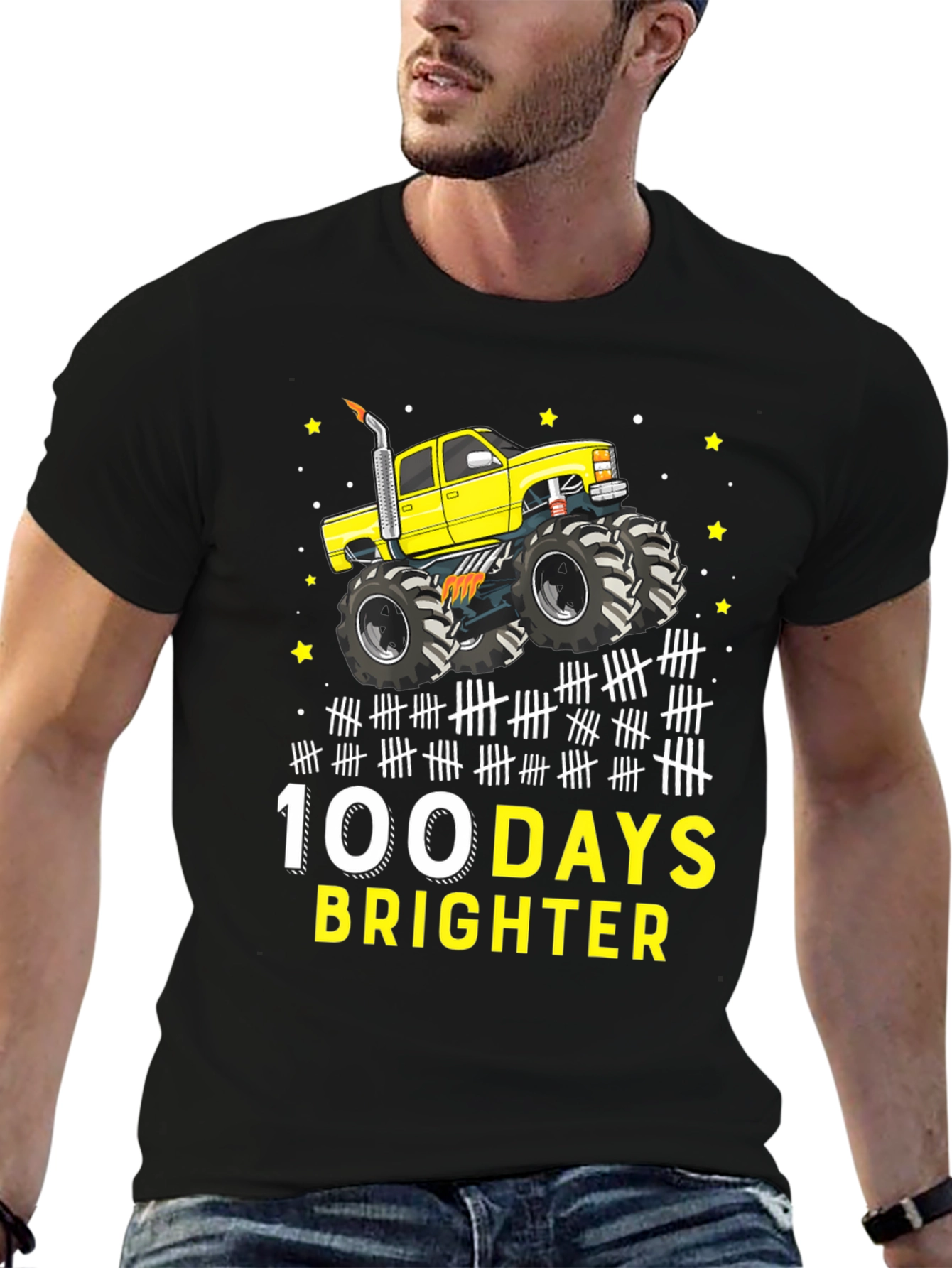 100 Days Brighter Monster Truck T-Shirt