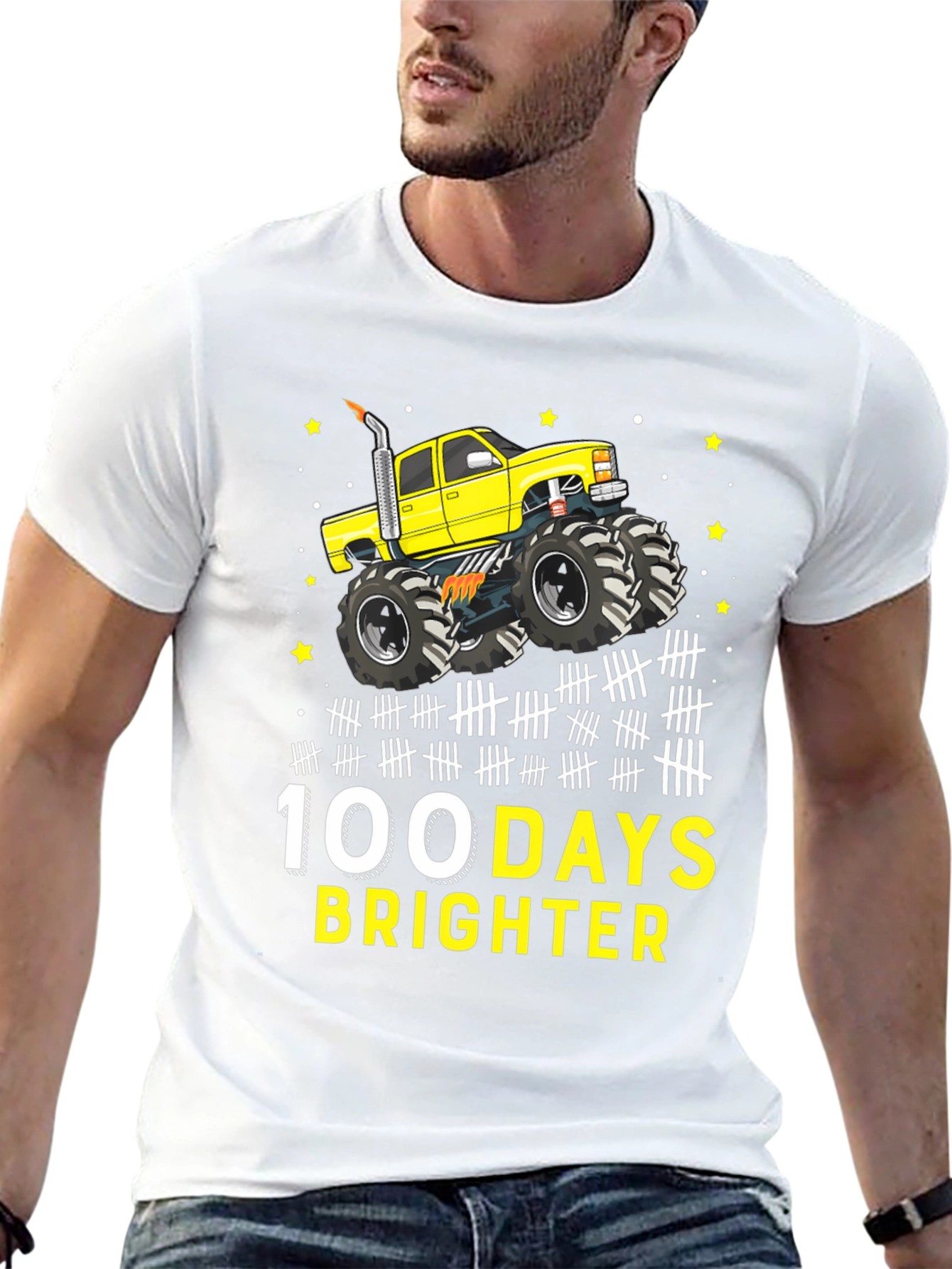 100 Days Brighter Monster Truck T-Shirt