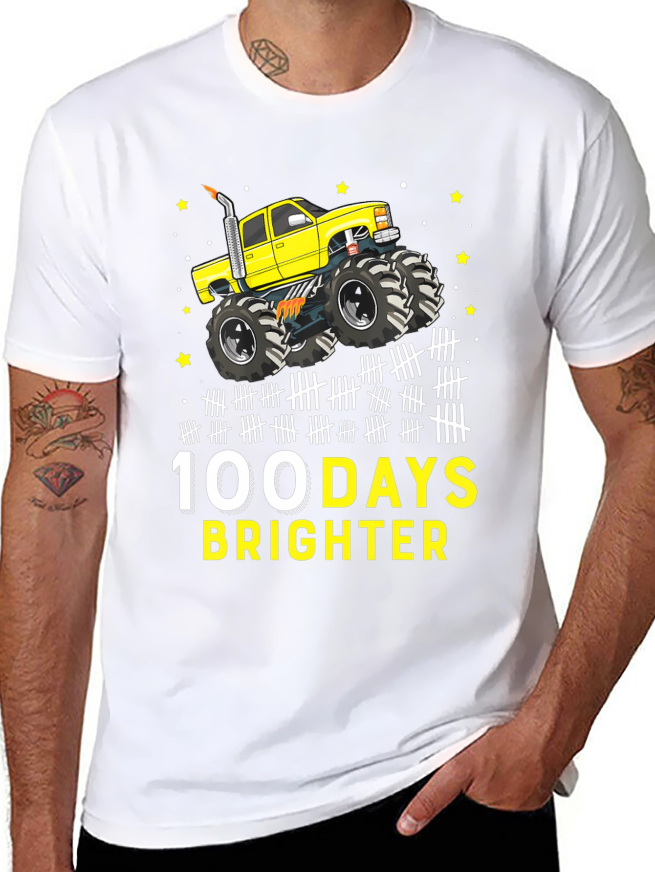 100 Days Brighter Monster Truck T-Shirt